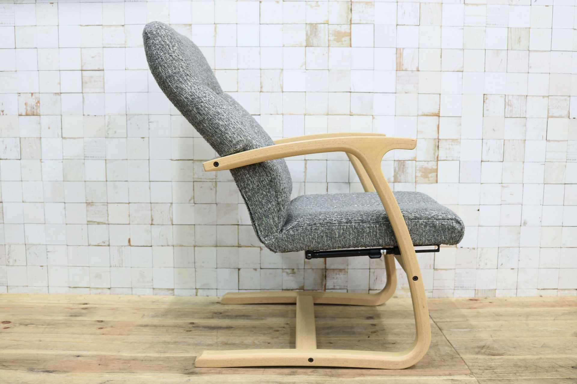 GMIS451○冨士ファニチア / FUJI FANITURE Kos コス アームチェア リクライニングチェア 1人掛けソファ ファブリック 定価約10万 展示品