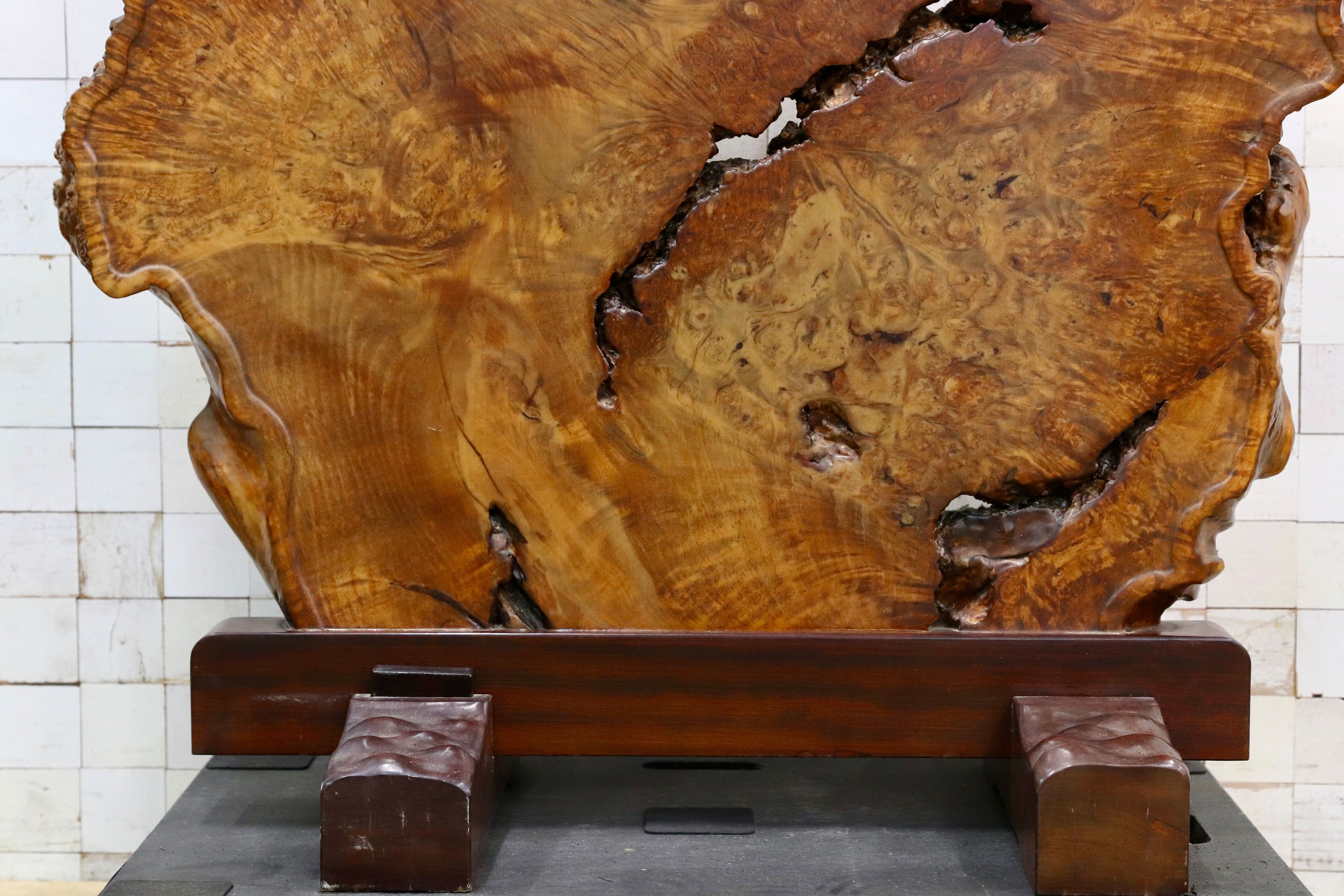 GMIS536B○花梨材 衝立 パーテーション オブジェ 飾り板 アンティーク 和家具 和モダン レトロ 瘤 一枚板