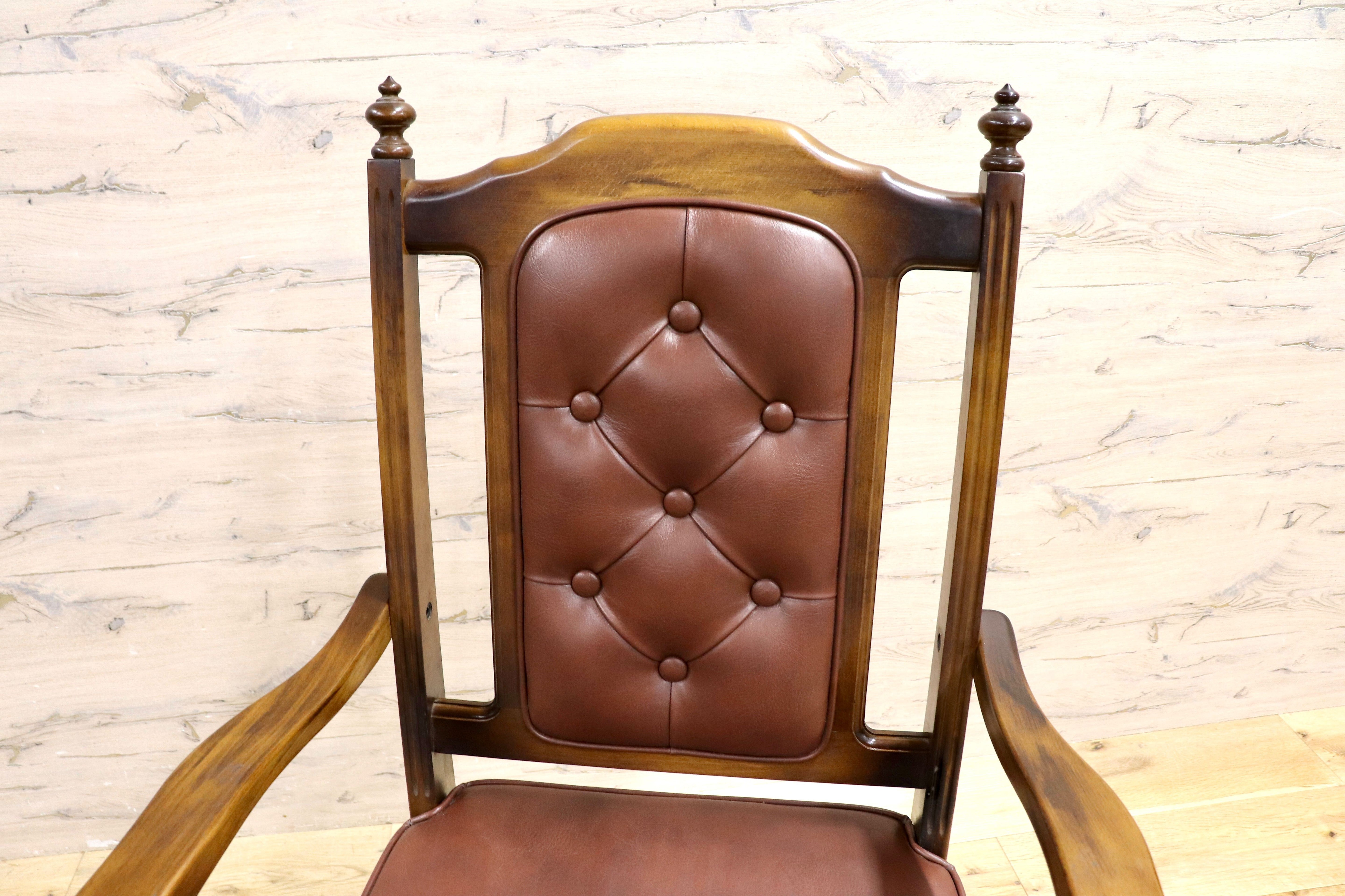 GMIH341D○karimoku / カリモク ダイニングチェア 2脚セット アームチェア 椅子 レザー ヴィンテージ アンティーク オールドカリモク