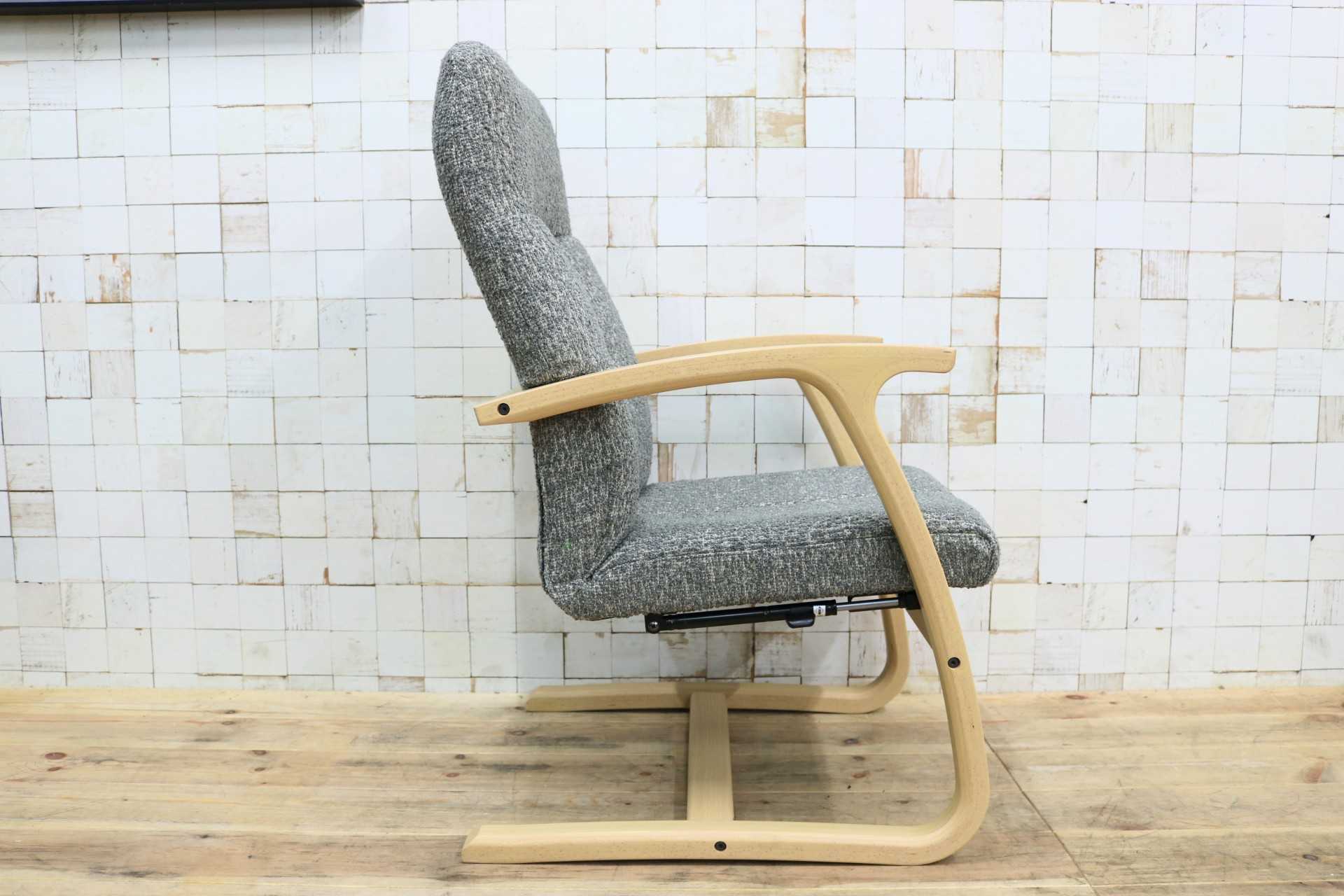 GMIS451○冨士ファニチア / FUJI FANITURE Kos コス アームチェア リクライニングチェア 1人掛けソファ ファブリック 定価約10万 展示品