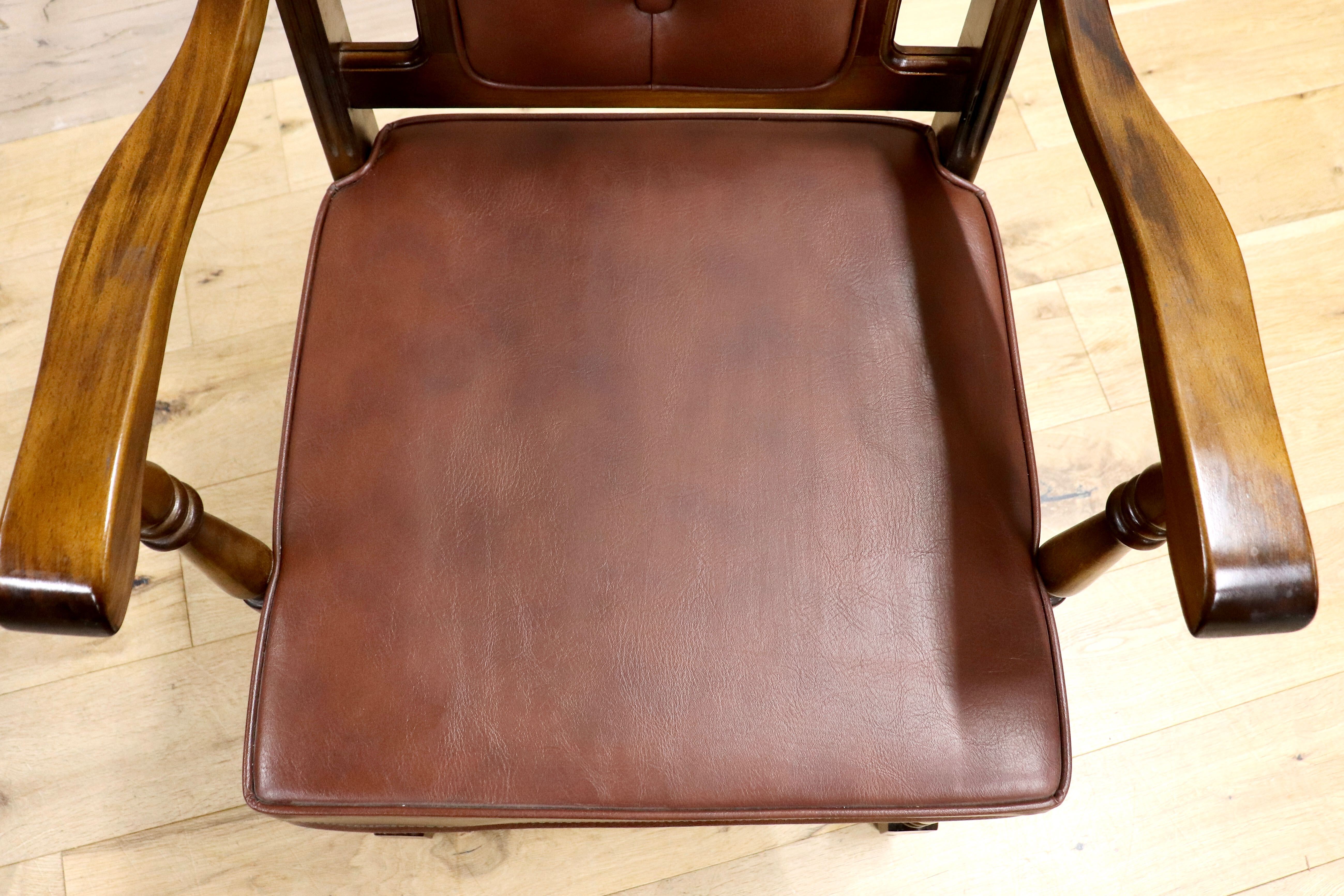 GMIH341D○karimoku / カリモク ダイニングチェア 2脚セット アームチェア 椅子 レザー ヴィンテージ アンティーク オールドカリモク