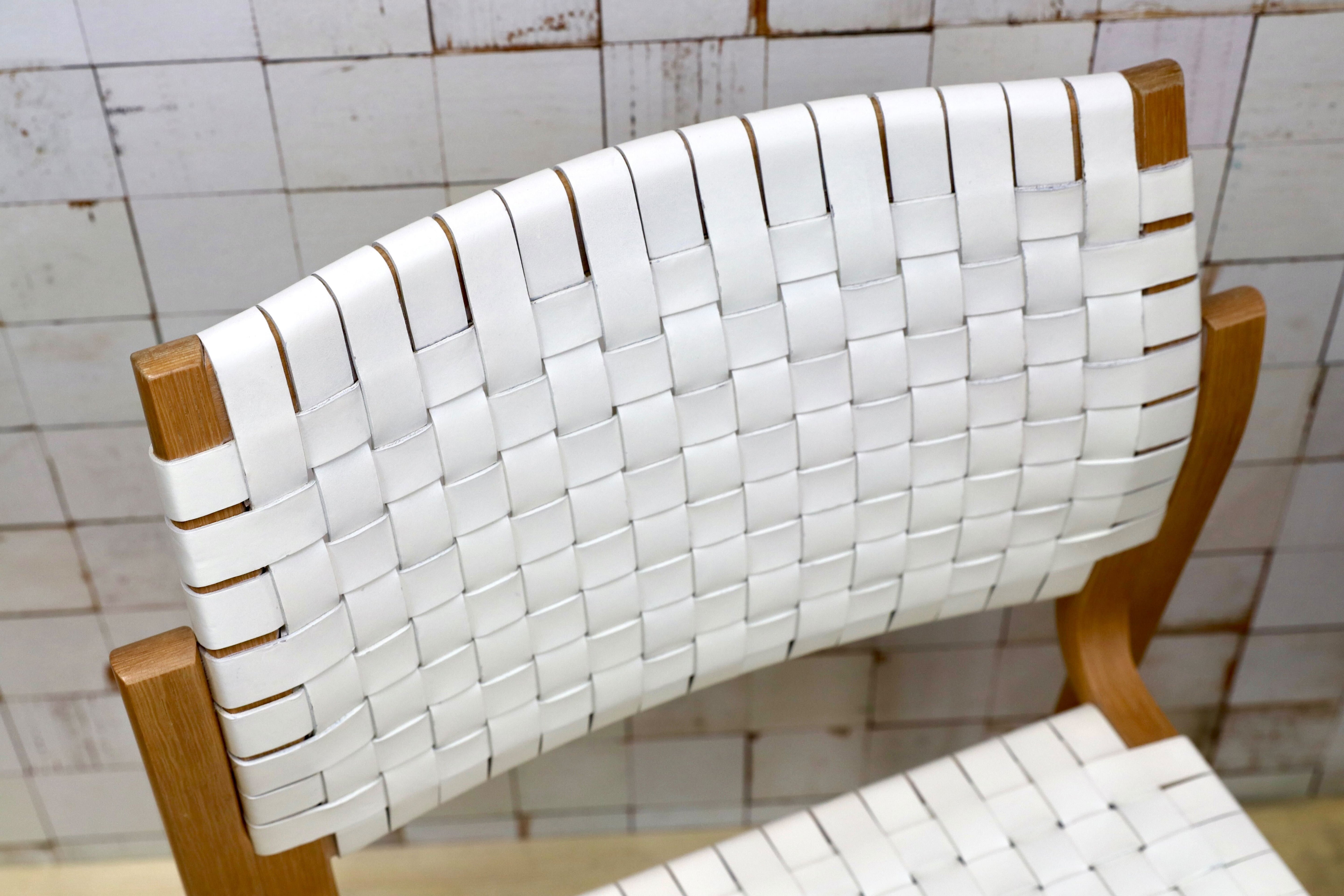 GMHH484A○arflex / アルフレックス NTチェア ダイニングチェア 椅子 レザー ホワイト オーク材 イタリアモダン 川上元美 約18万