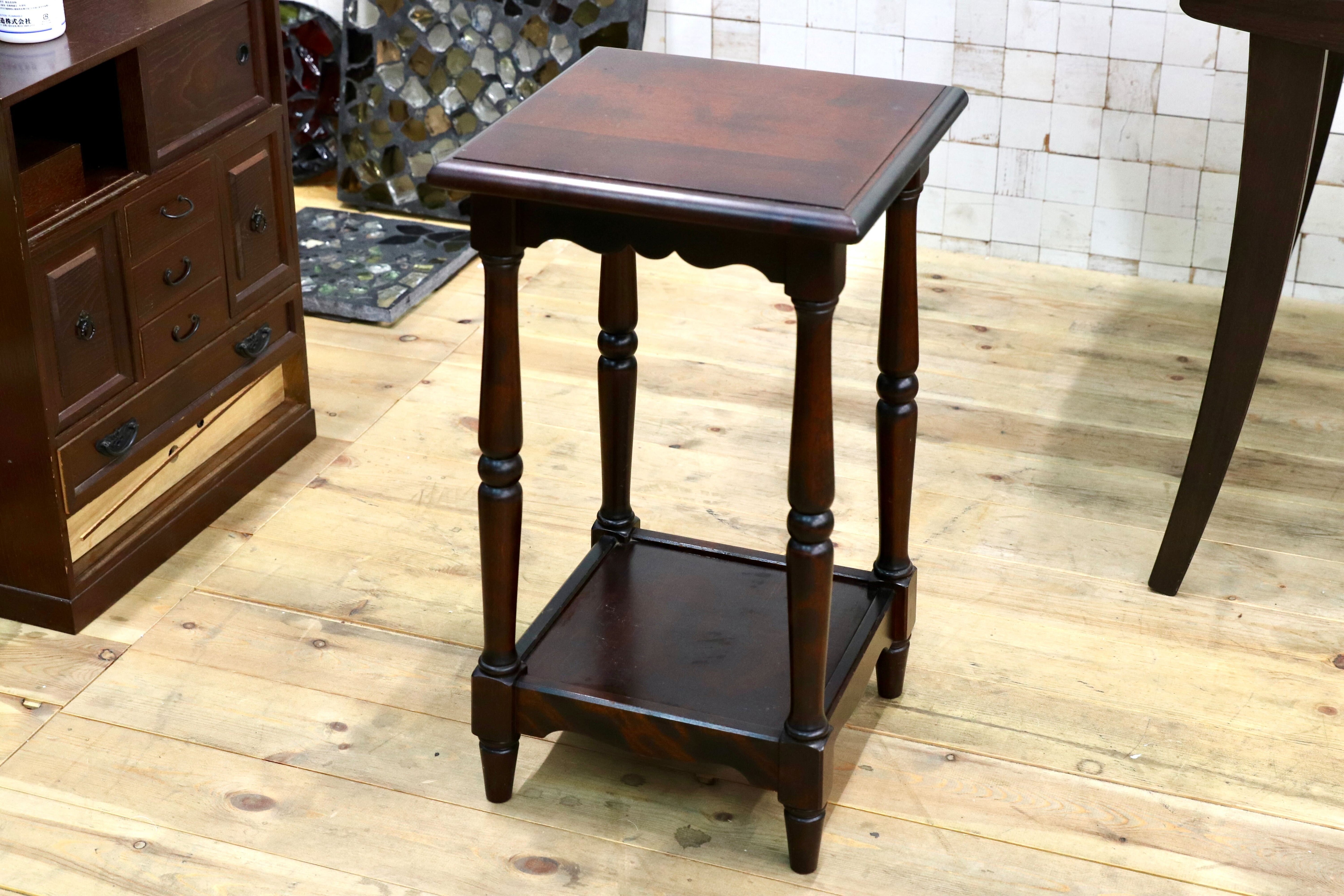 GMIS543C○北海道民芸家具 花台 飾り台 樺材 飛騨産業 和家具 レトロ 和モダン アンティーク 民藝 サイドテーブル