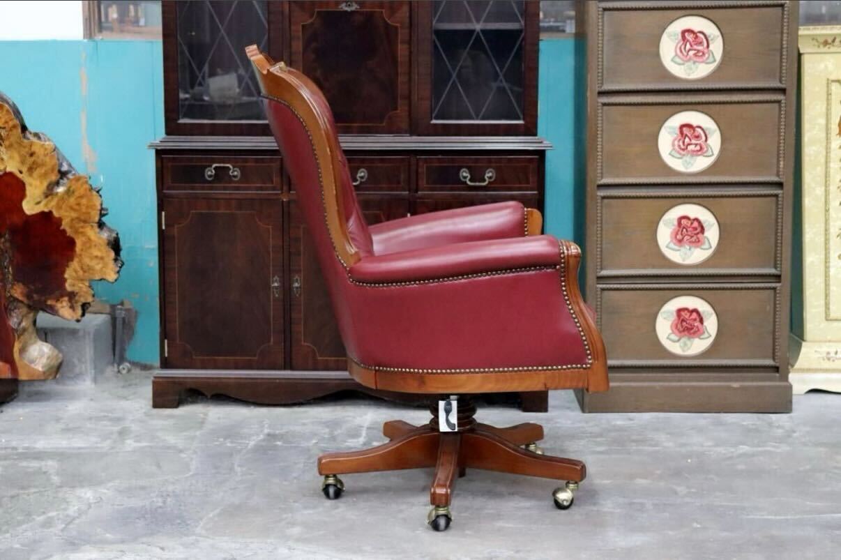 GMIK602○チェスターフィールド パーソナルチェア デスクチェア アームチェア オフィスチェア 本革 回転式 エレガント クラシック