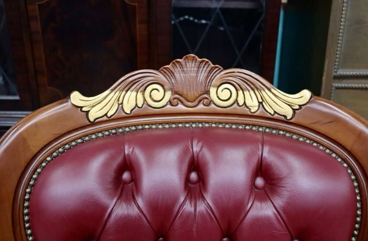 GMIK602○チェスターフィールド パーソナルチェア デスクチェア アームチェア オフィスチェア 本革 回転式 エレガント クラシック