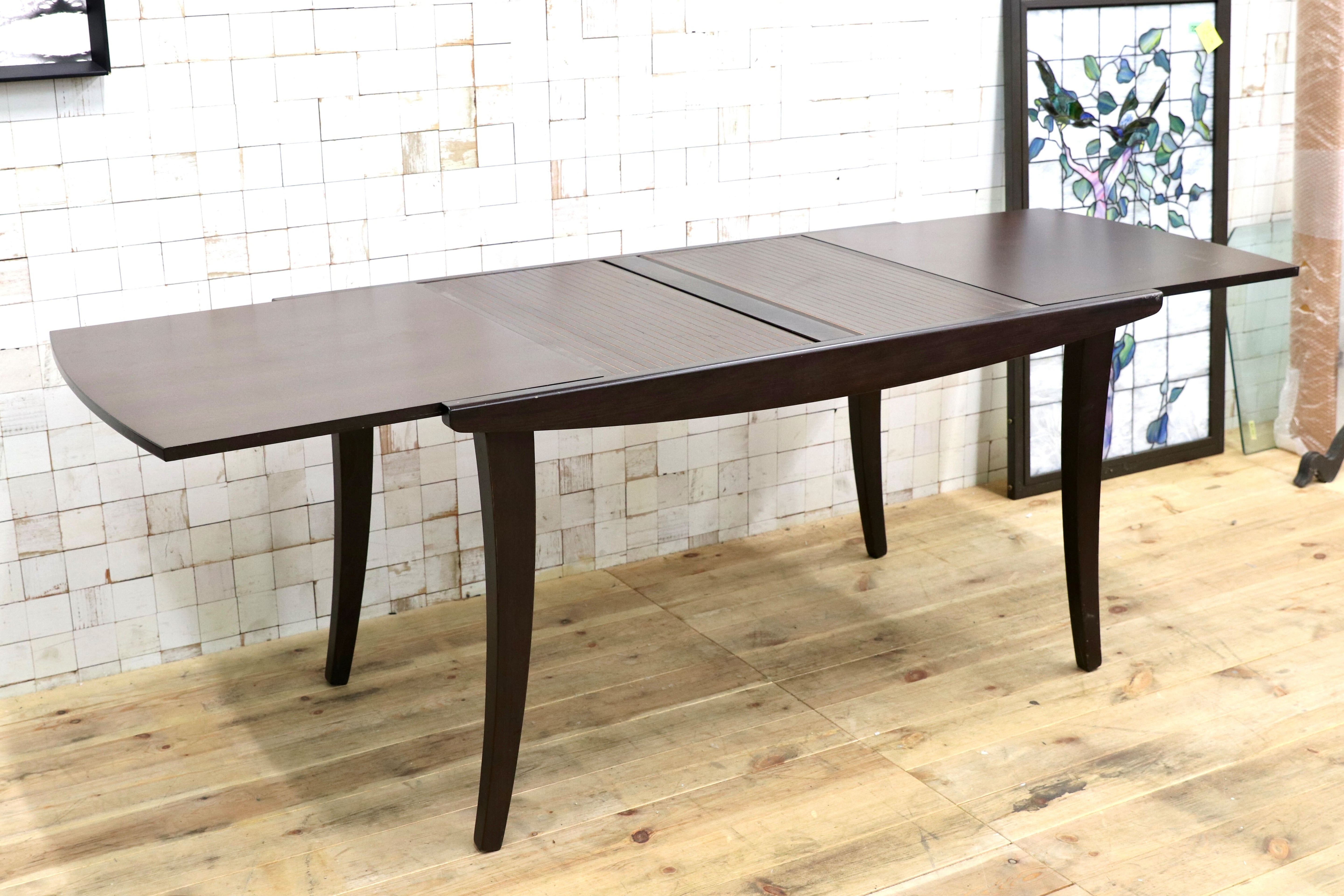 GMIS537○Calligaris / カリガリス イタリア製 モダン エクステンション ダイニングテーブル 食卓テーブル ブラウン