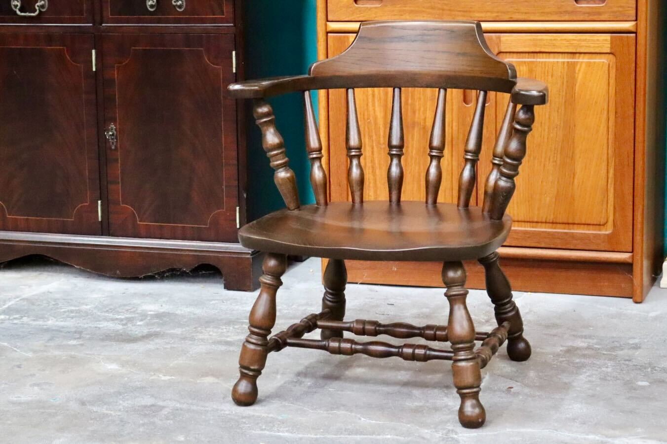 GMIK517B○ウィンザーチェア アームチェア ダイニングチェア ボウバックチェア オーク無垢材 レトロ カントリー 検)太平 飛騨家具 イギリス