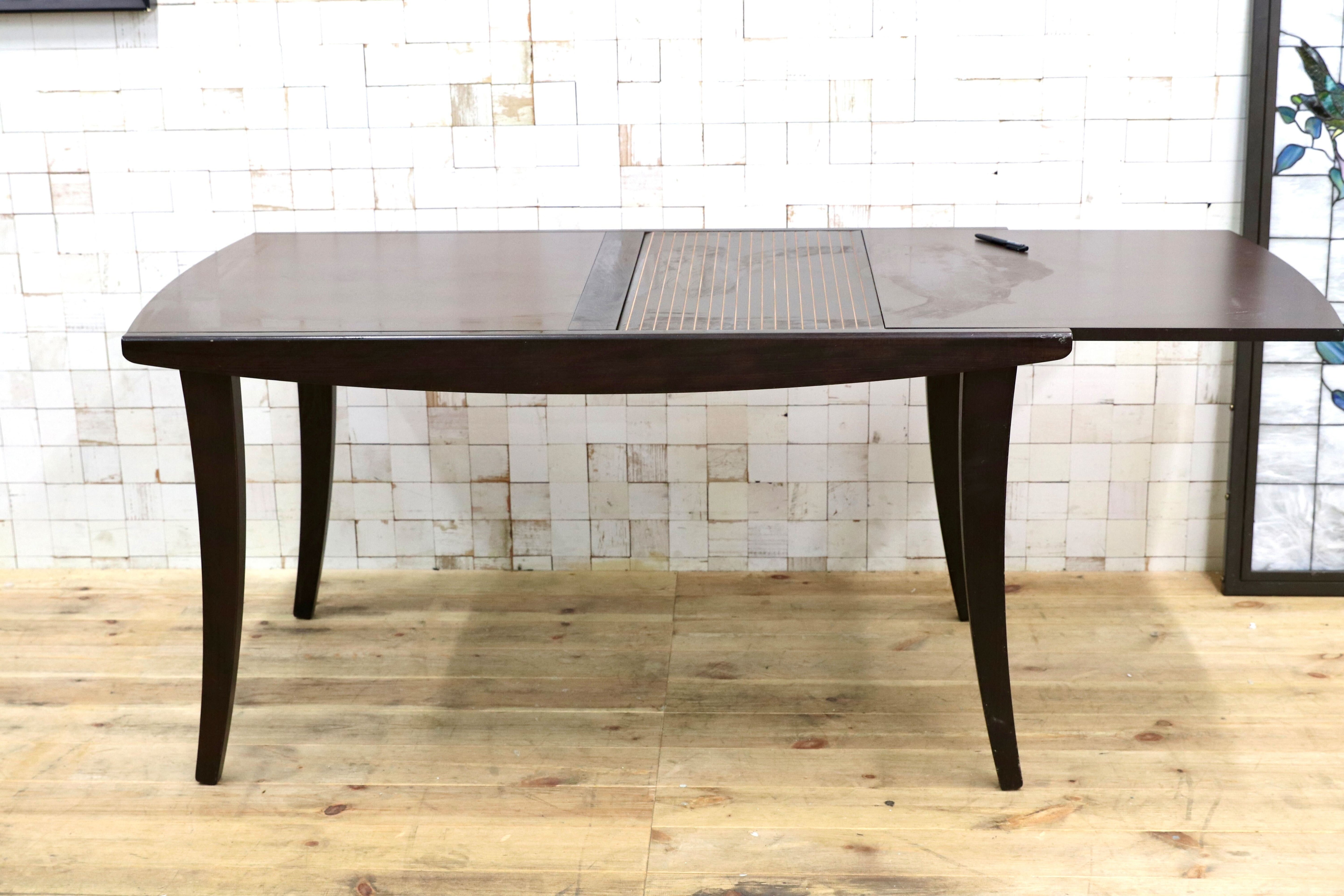 GMIS537○Calligaris / カリガリス イタリア製 モダン エクステンション ダイニングテーブル 食卓テーブル ブラウン