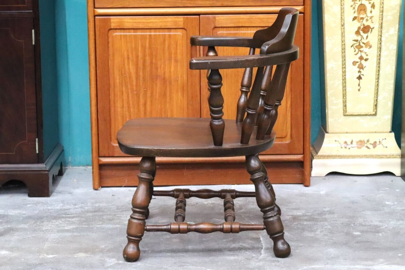 GMIK517C○ウィンザーチェア アームチェア ダイニングチェア ボウバックチェア オーク無垢材 レトロ カントリー 検)太平 飛騨家具 イギリス