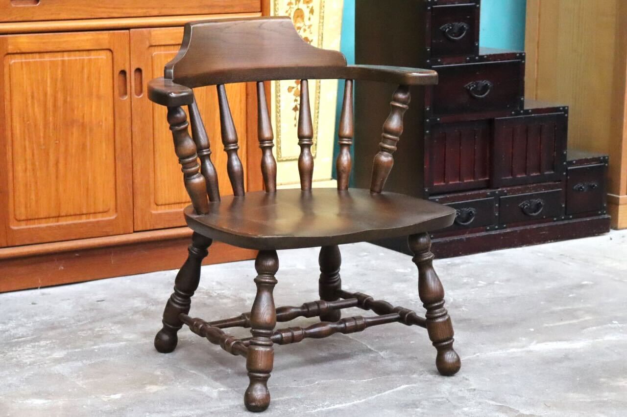 GMIK517D○ウィンザーチェア アームチェア ダイニングチェア ボウバックチェア オーク無垢材 レトロ カントリー 検)太平 飛騨家具 イギリス