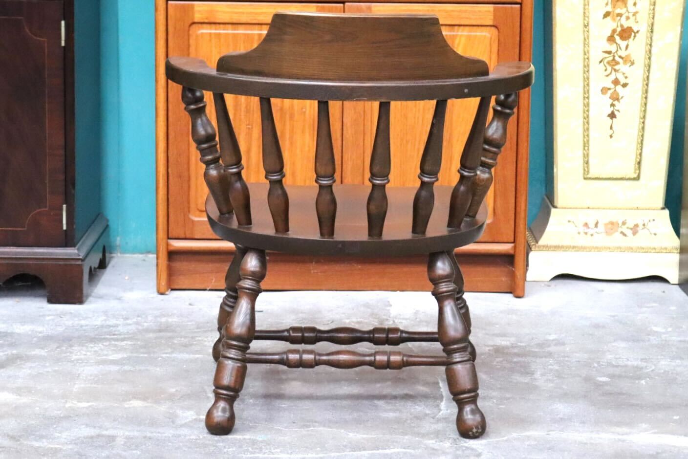 GMIK517D○ウィンザーチェア アームチェア ダイニングチェア ボウバックチェア オーク無垢材 レトロ カントリー 検)太平 飛騨家具 イギリス