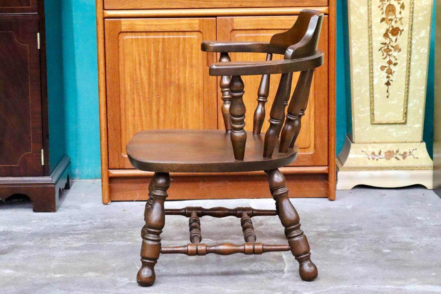 GMIK517D○ウィンザーチェア アームチェア ダイニングチェア ボウバックチェア オーク無垢材 レトロ カントリー 検)太平 飛騨家具 イギリス