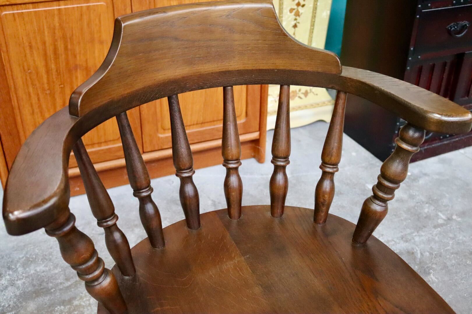 GMIK517D○ウィンザーチェア アームチェア ダイニングチェア ボウバックチェア オーク無垢材 レトロ カントリー 検)太平 飛騨家具 イギリス