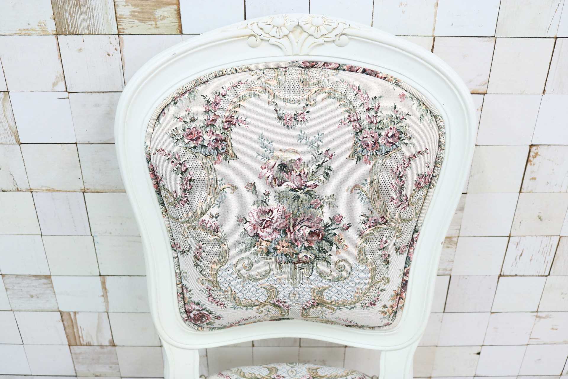 GMIS456B○西洋 アンティーク ダイニングチェア アームレスチェア 椅子 ファブリック 猫脚 クラシック エレガント ロココ調 ヨーロピアン