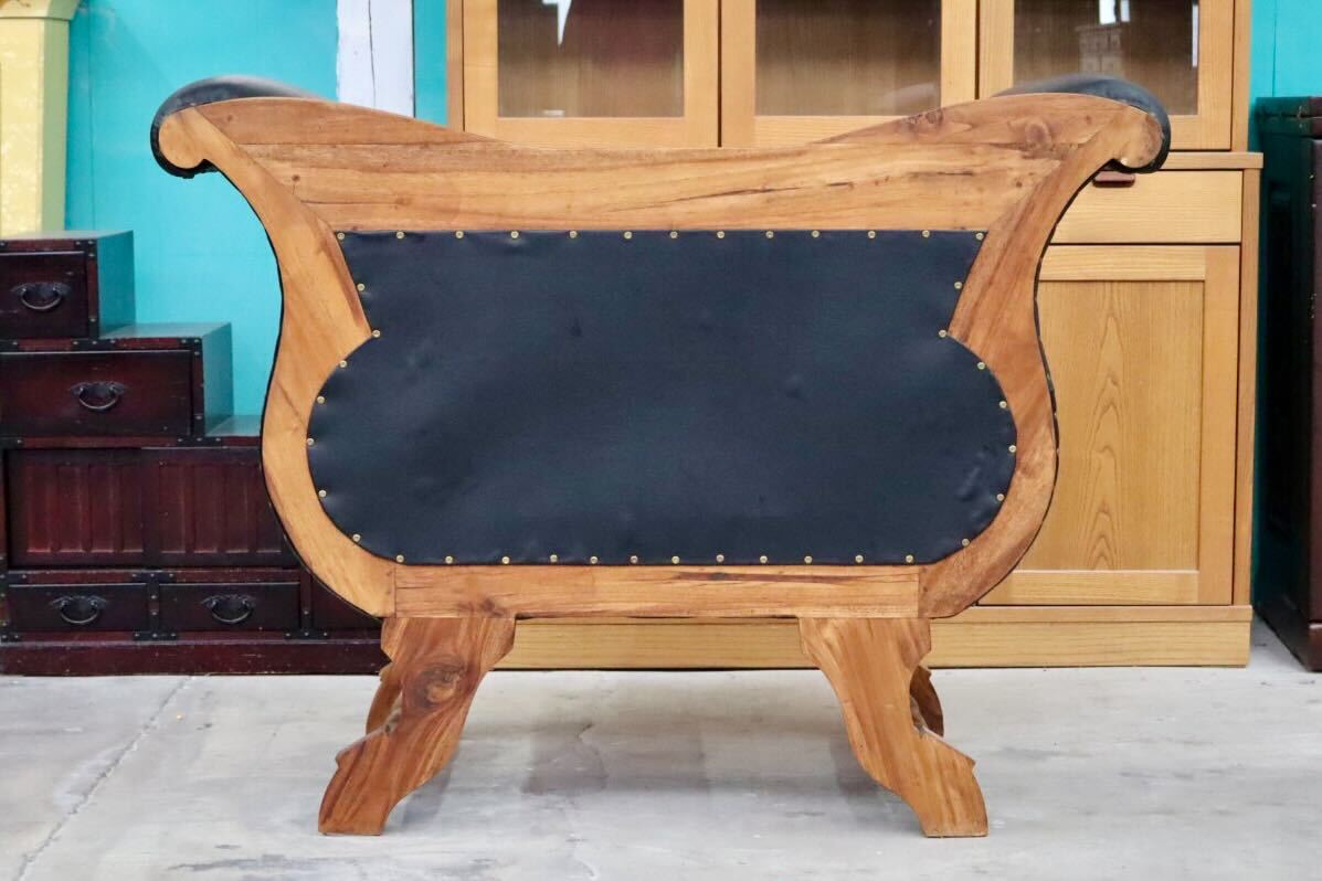 GMIK494B○CORIGGE MARKET / カリッジマーケット マドゥーラ 椅子 1人掛けソファ アームソファ 木製 無垢材 チーク材 手彫り 本革 アジアン