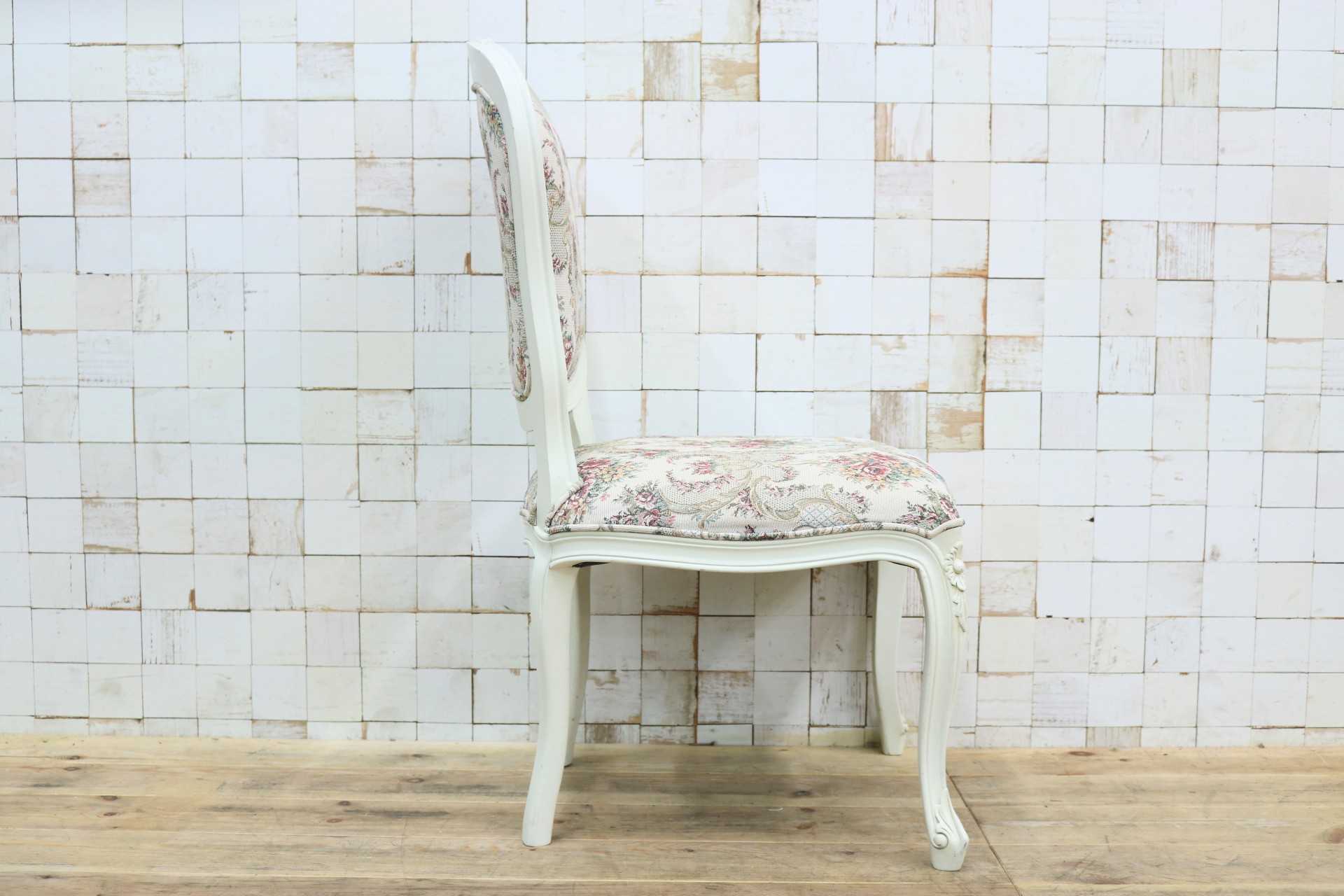 GMIS456B○西洋 アンティーク ダイニングチェア アームレスチェア 椅子 ファブリック 猫脚 クラシック エレガント ロココ調 ヨーロピアン