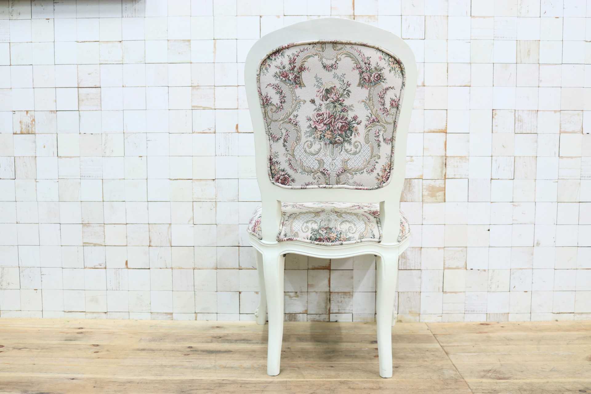 GMIS456B○西洋 アンティーク ダイニングチェア アームレスチェア 椅子 ファブリック 猫脚 クラシック エレガント ロココ調 ヨーロピアン