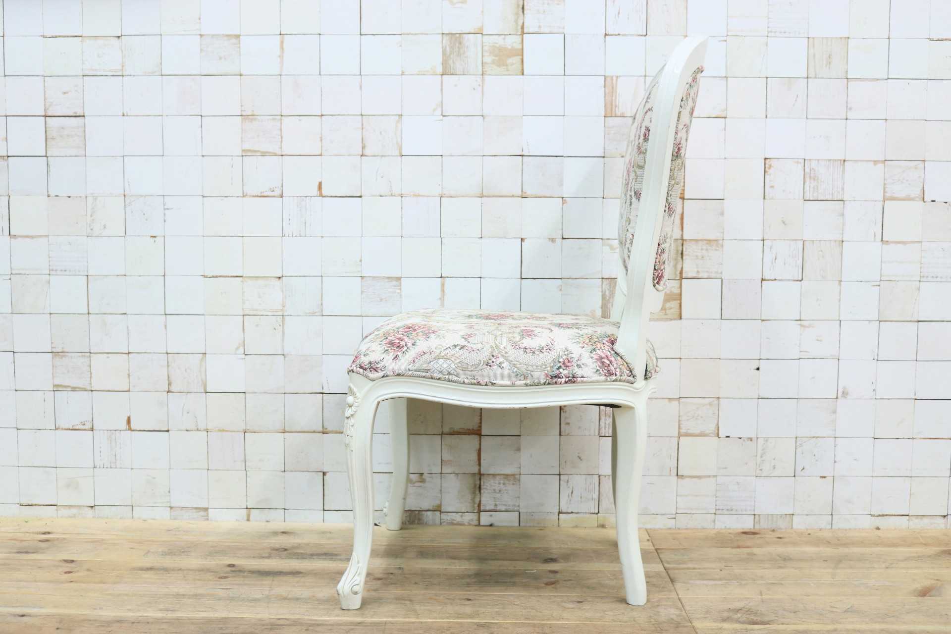 GMIS456B○西洋 アンティーク ダイニングチェア アームレスチェア 椅子 ファブリック 猫脚 クラシック エレガント ロココ調 ヨーロピアン