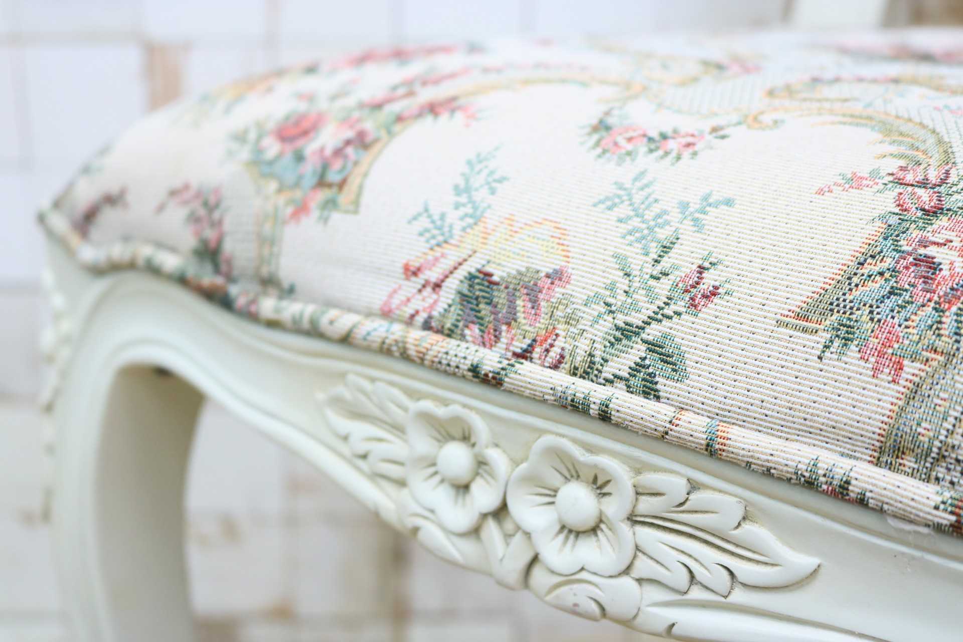 GMIS456B○西洋 アンティーク ダイニングチェア アームレスチェア 椅子 ファブリック 猫脚 クラシック エレガント ロココ調 ヨーロピアン