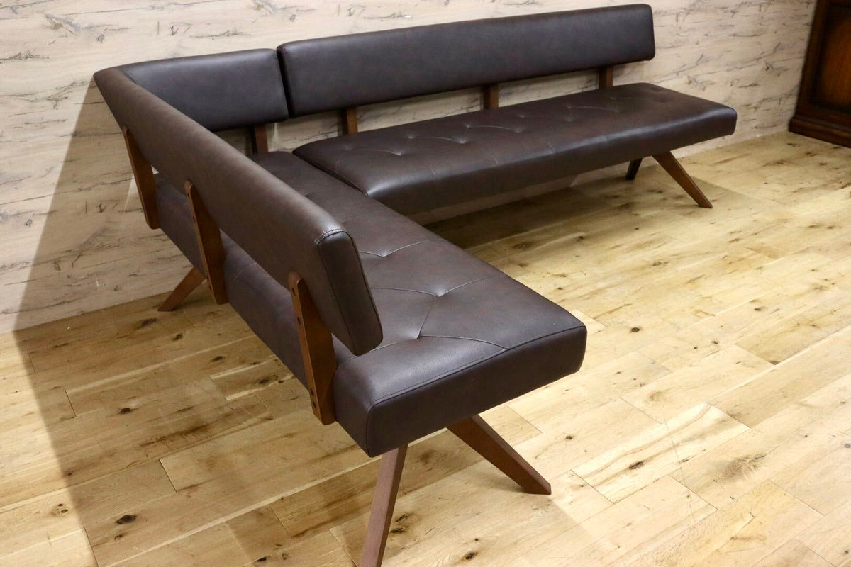 GMJH388◯SHIGIYAMA / シギヤマ家具 REBEL レブル リビングダイニングベンチ カウチソファ コーナーソファ 合皮 定価約19.3万 展示品