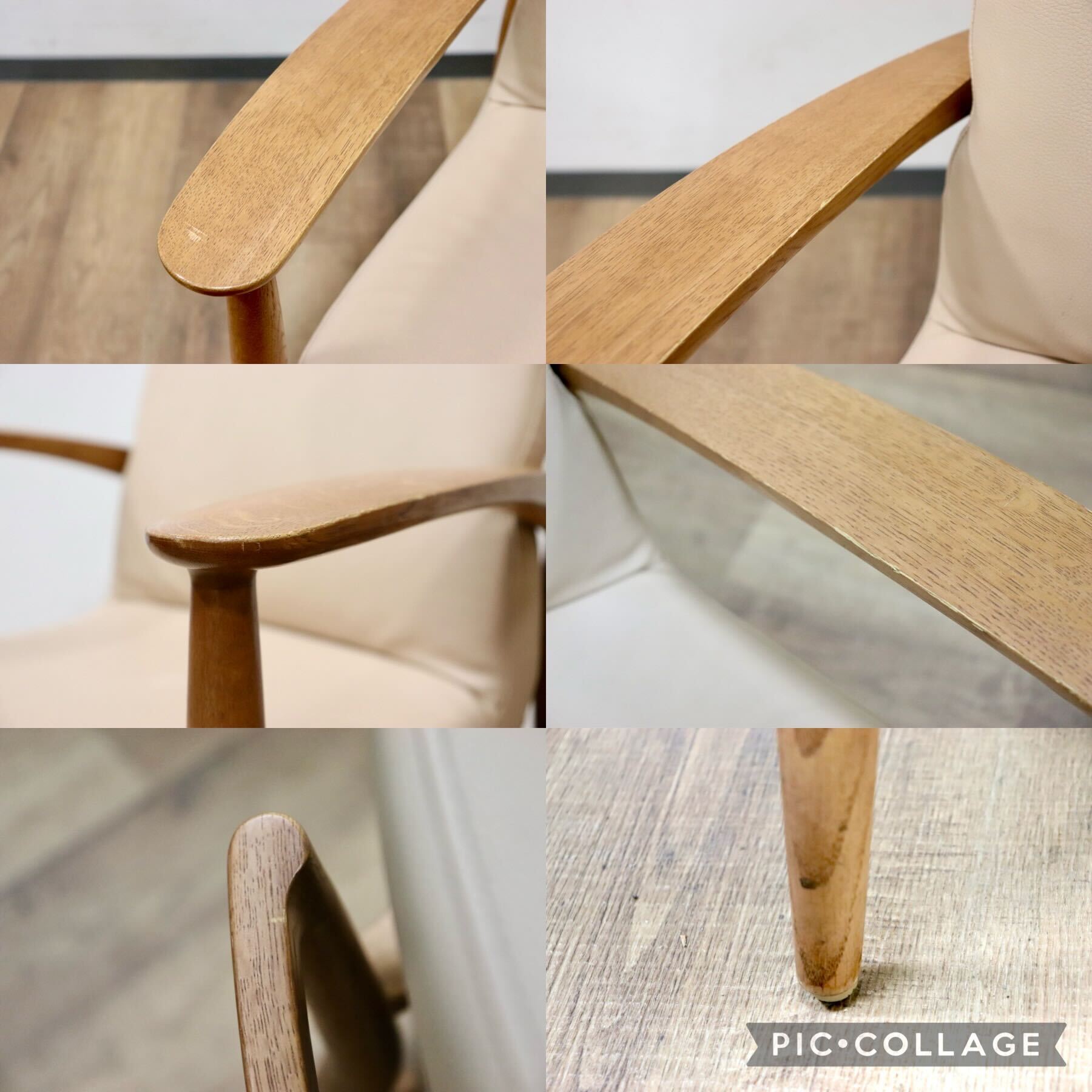 GMHH17A○karimoku / カリモク C-10225708 ダイニングチェア アームチェア 食卓椅子 椅子 オーク材 合皮 ベージュ モダン 国産家具