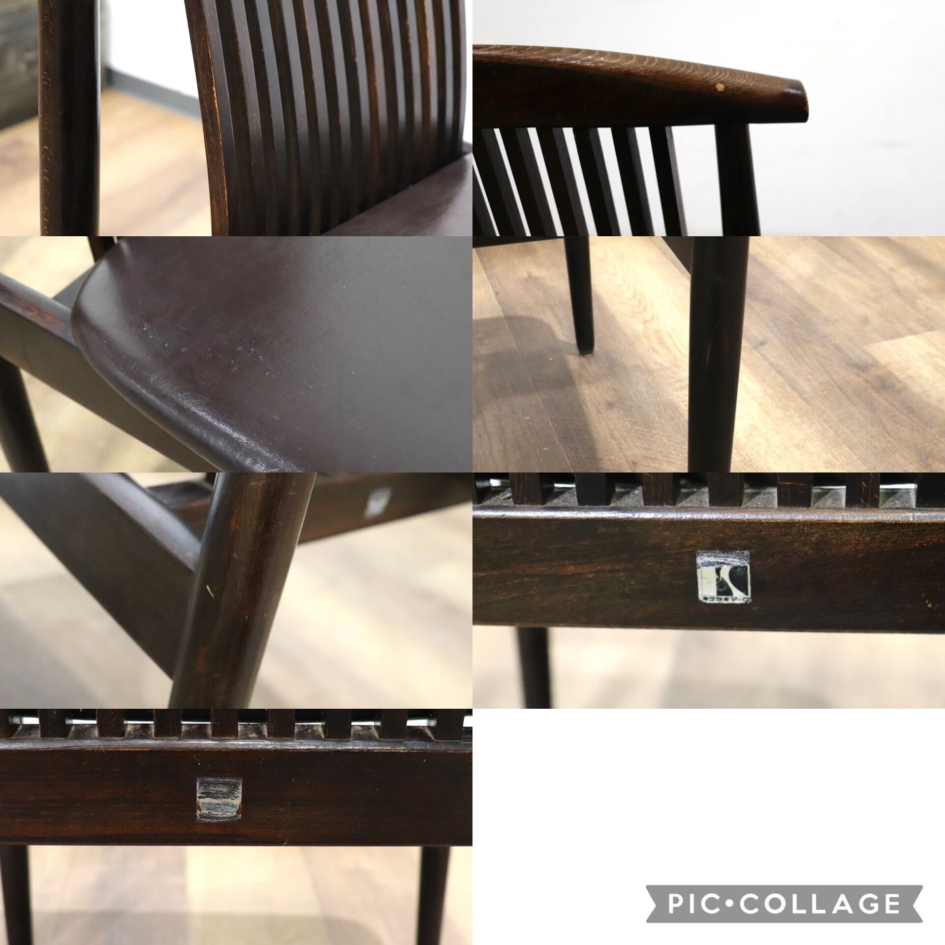 GMHN258A○飛騨産業 / HIDA キツツキ No.725 ダイニングチェア 2脚セット アンティーク 木製 カントリー レトロ ビンテージ 稀少