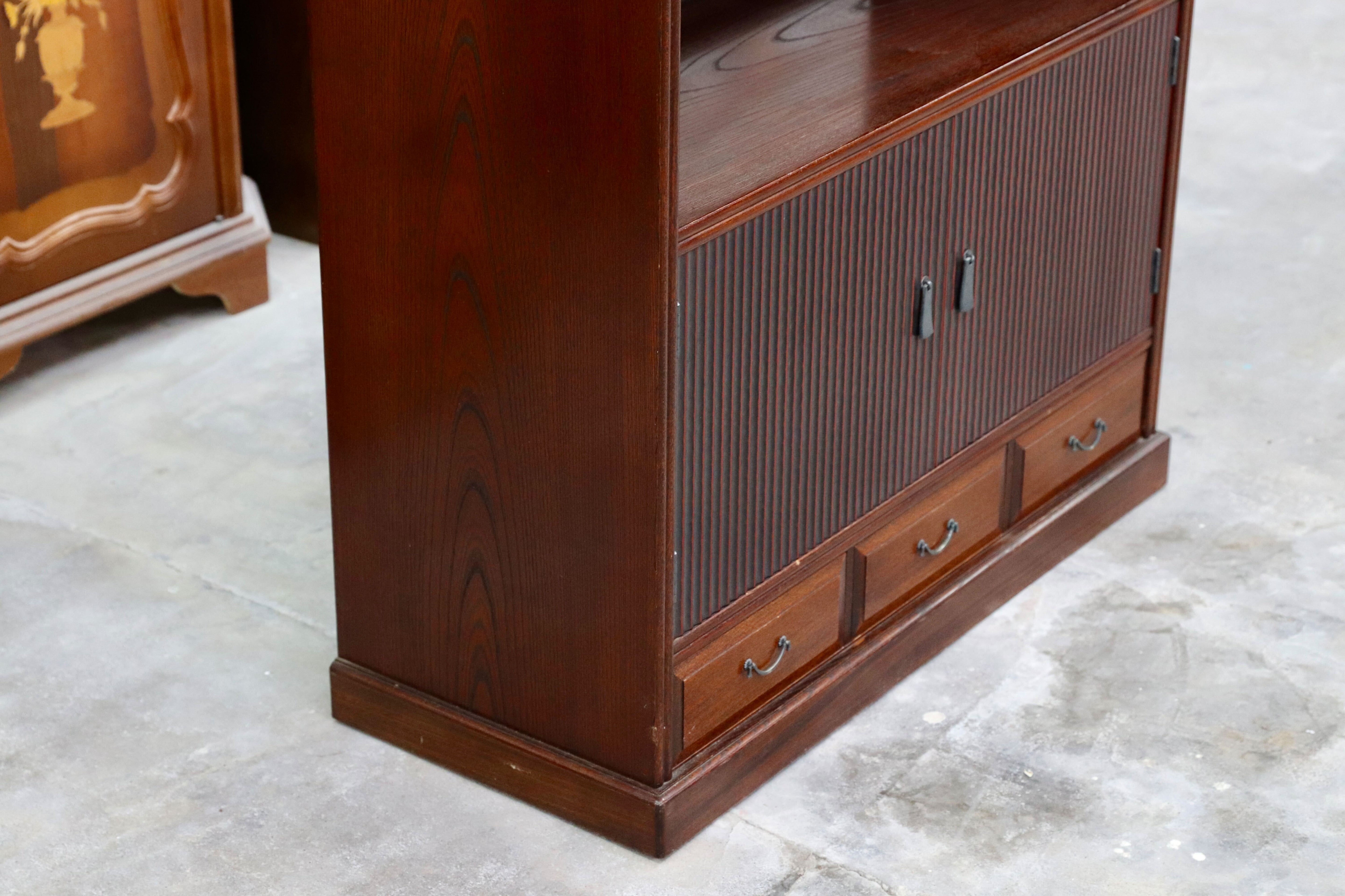 GMHK766○MORISHIGE / モリシゲ 茶棚 飾り棚 キャビネット サイドボード リビングボード 和家具 和モダン レトロ IDC大塚家具 大正モダン