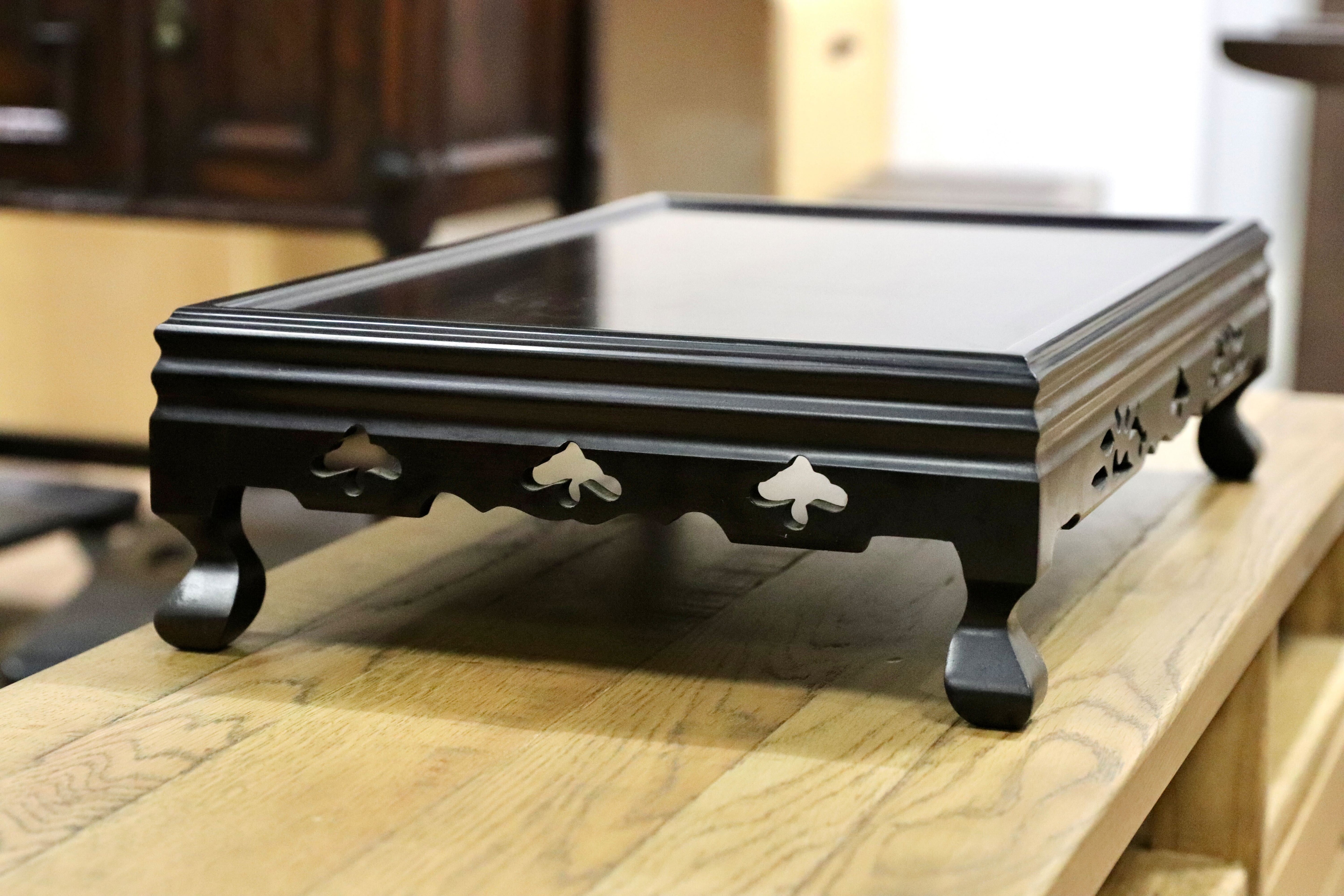 GMIS178○黒檀 置床 花台 飾り台 和家具 和モダン レトロ 和製アンティーク 古道具 盆栽台