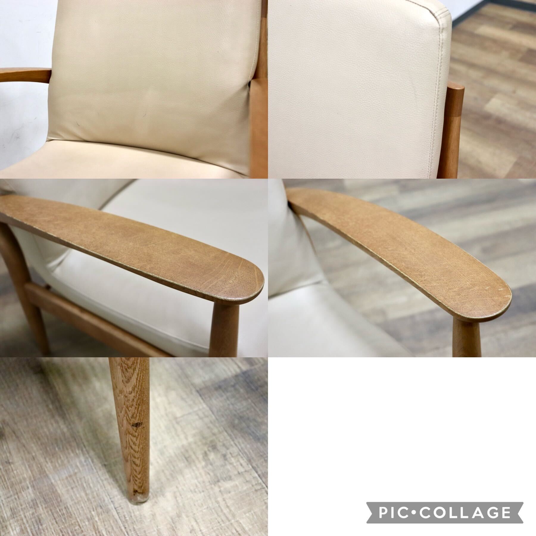 GMHH17C○karimoku / カリモク C-10225708 ダイニングチェア アームチェア 食卓椅子 椅子 オーク材 合皮 ベージュ モダン 国産家具