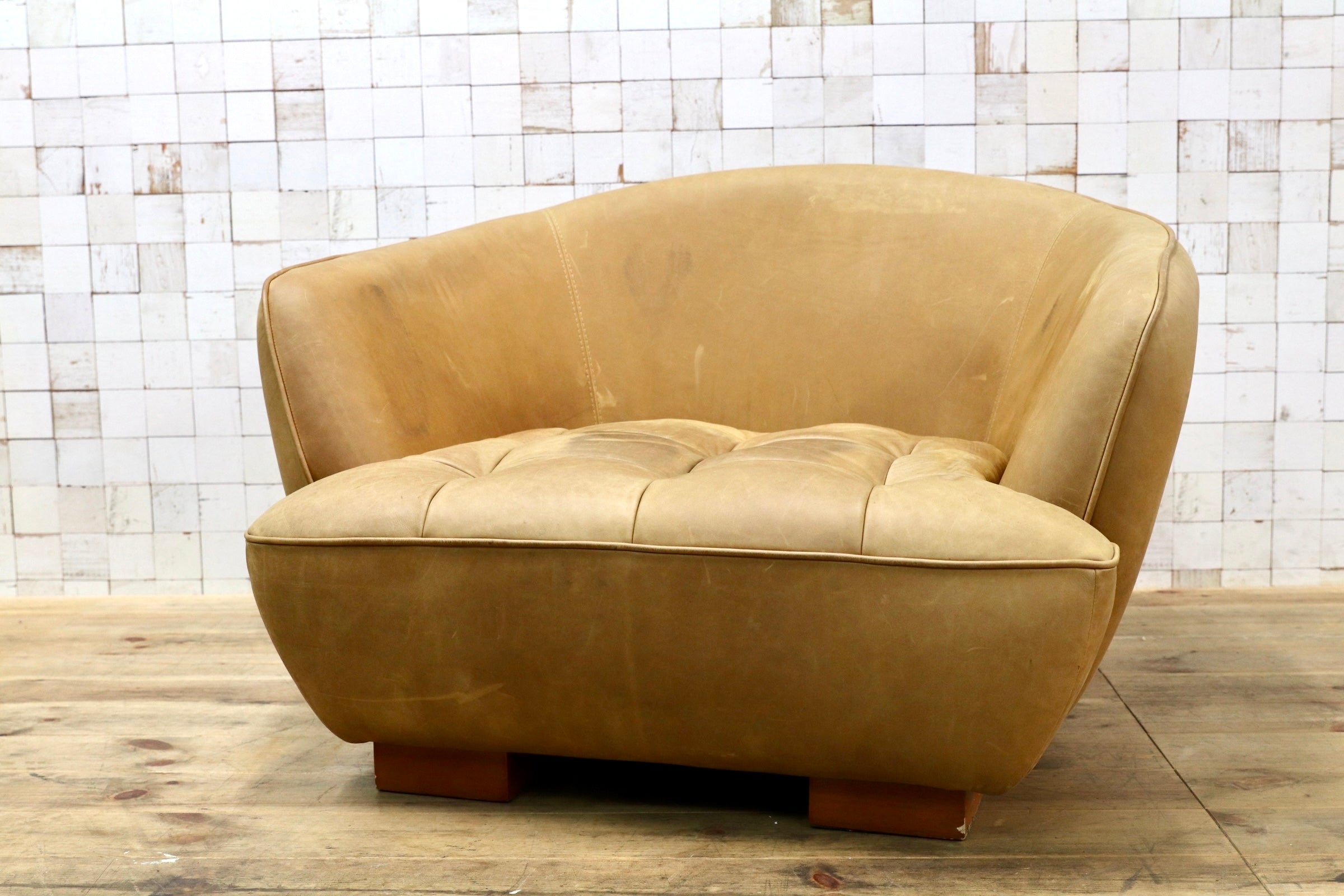 GMJK290〇tabu Leather Works / タブレザーワークス OPIUM オピアム 1人掛けソファ オイルレザー 総本革 クラブソファ ヴィンテージ