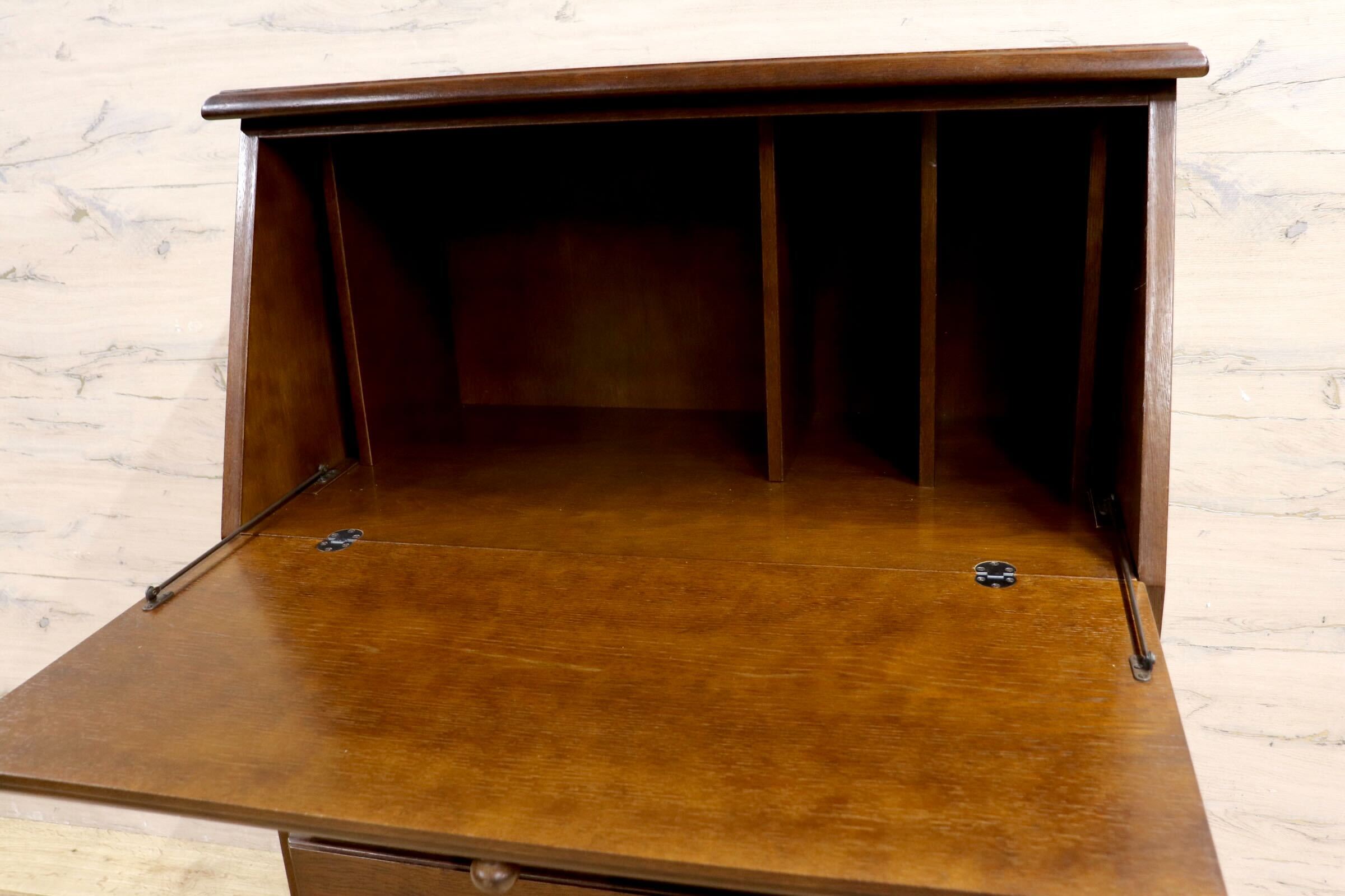 GMIS369○越後民芸家具 ライティングビューロー ライティングデスク 書斎机 学習机 アンティーク 楢材 レトロ 古民家