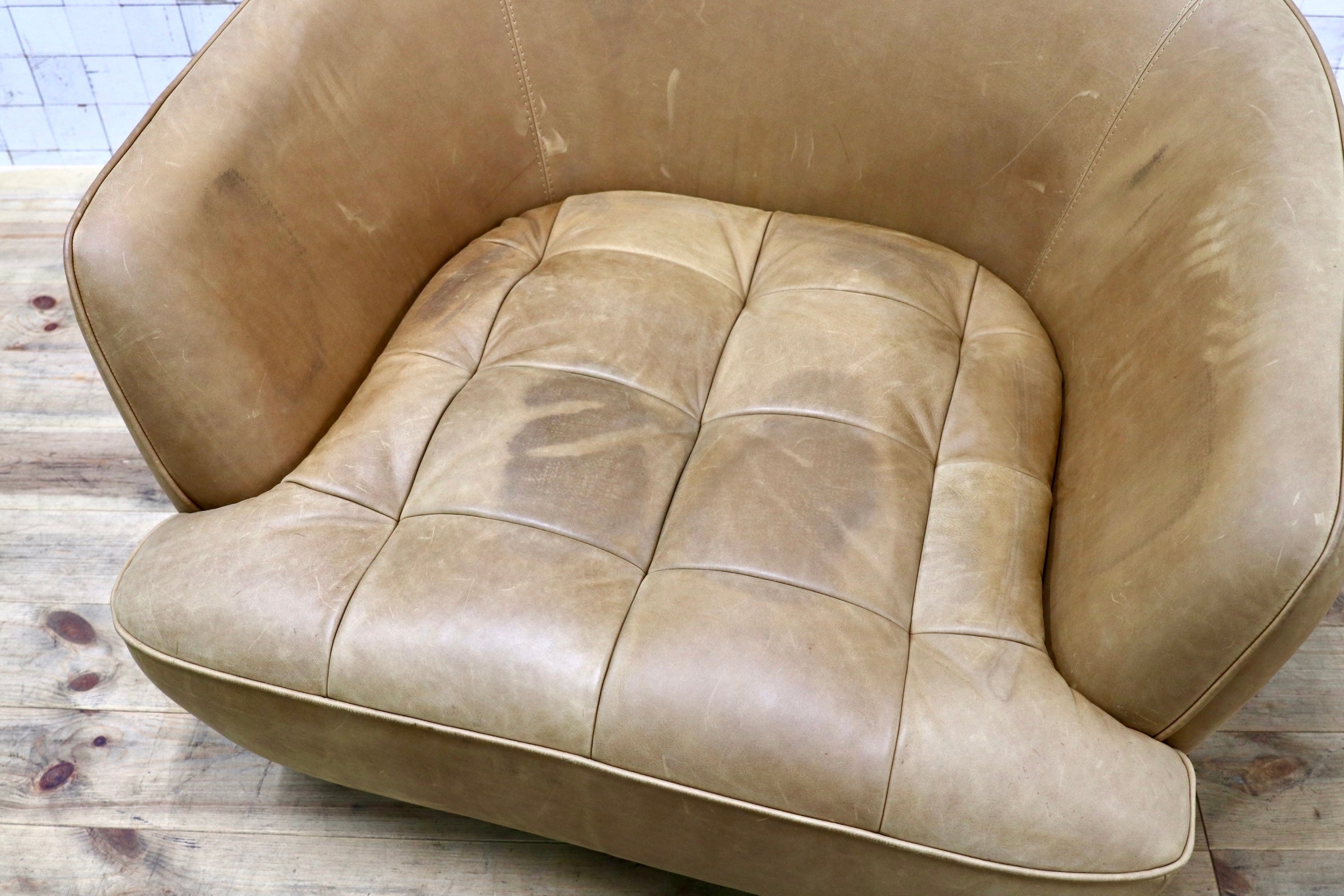 GMJK290〇tabu Leather Works / タブレザーワークス OPIUM オピアム 1人掛けソファ オイルレザー 総本革 クラブソファ ヴィンテージ