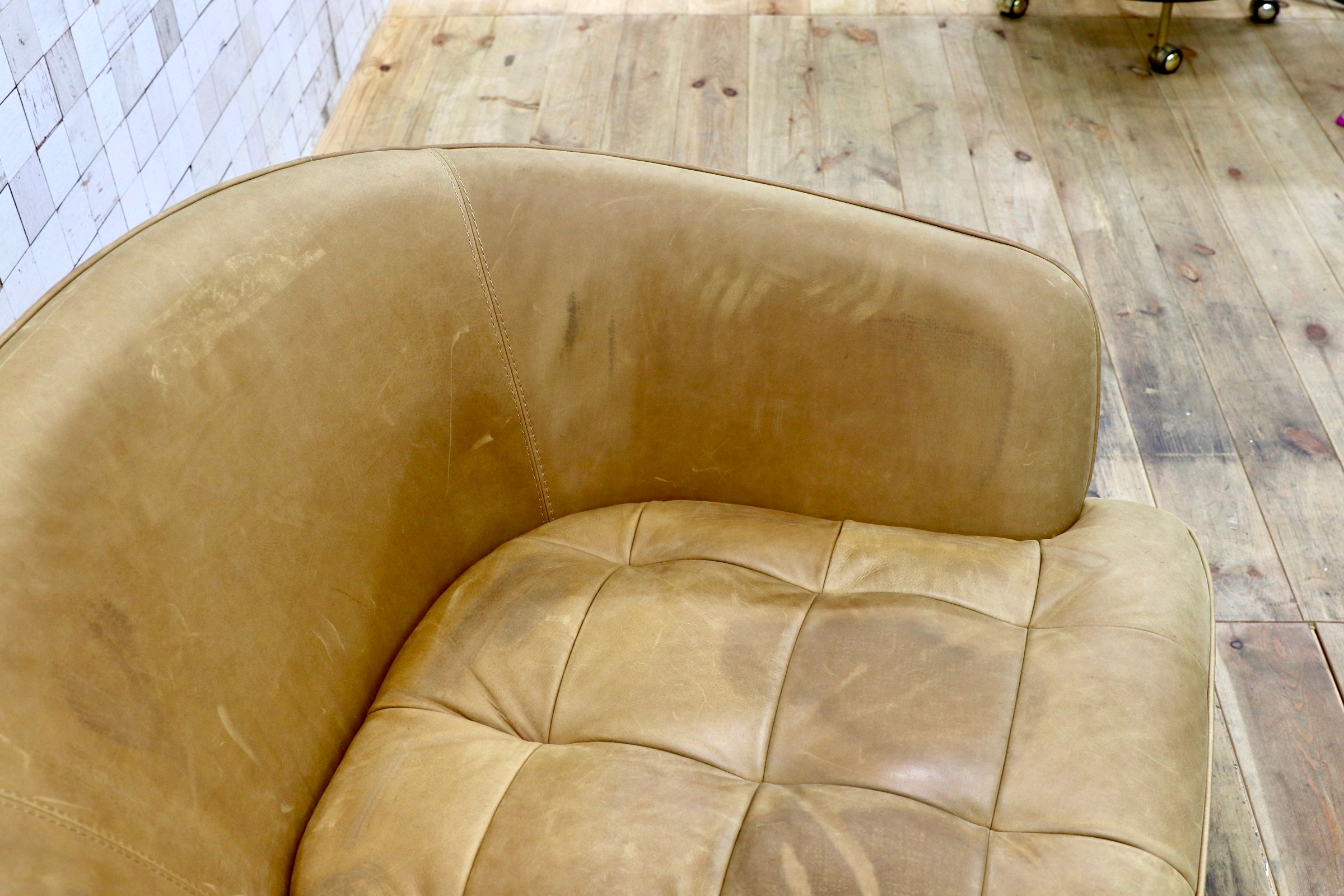 GMJK290〇tabu Leather Works / タブレザーワークス OPIUM オピアム 1人掛けソファ オイルレザー 総本革 クラブソファ ヴィンテージ