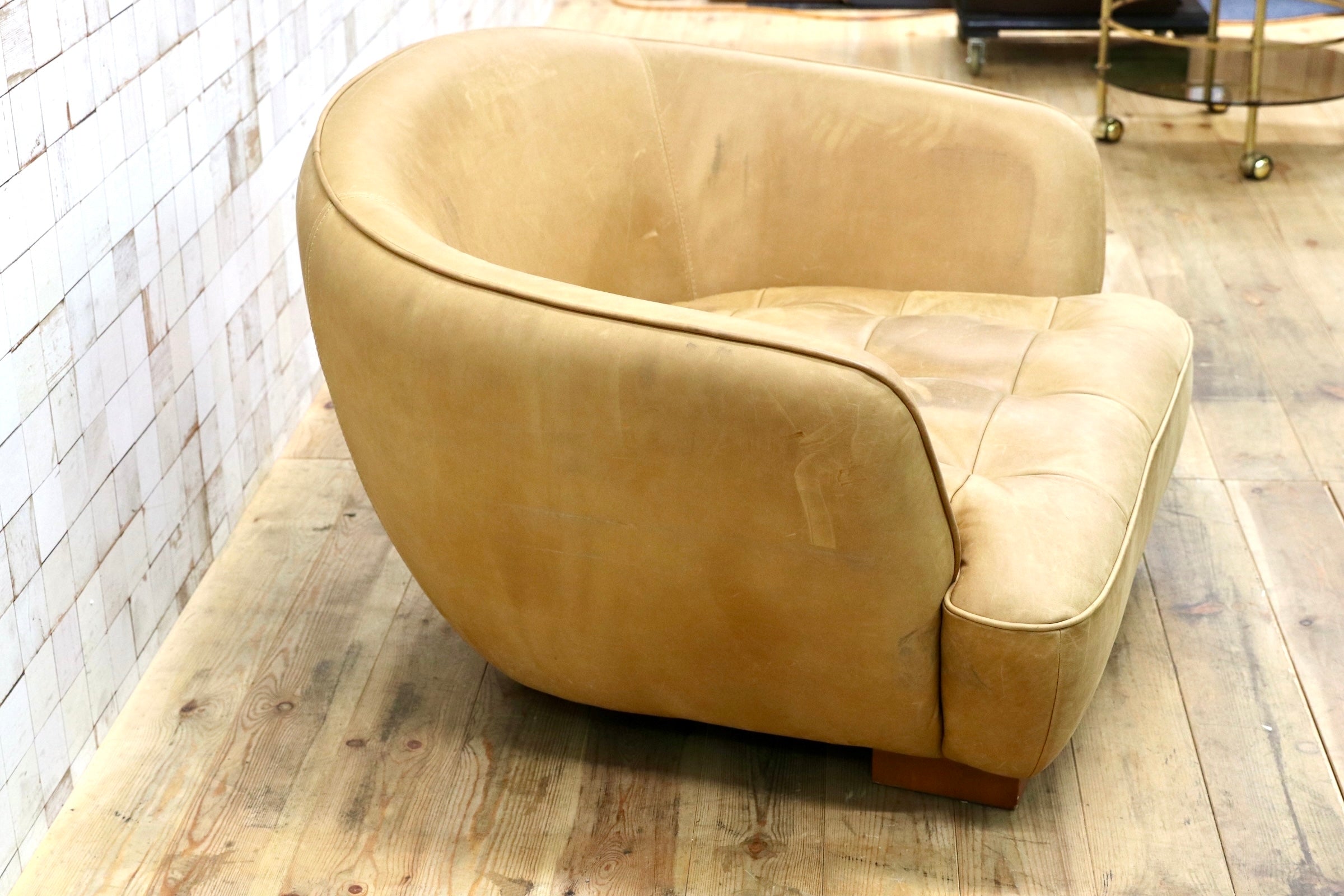 GMJK290〇tabu Leather Works / タブレザーワークス OPIUM オピアム 1人掛けソファ オイルレザー 総本革 クラブソファ ヴィンテージ
