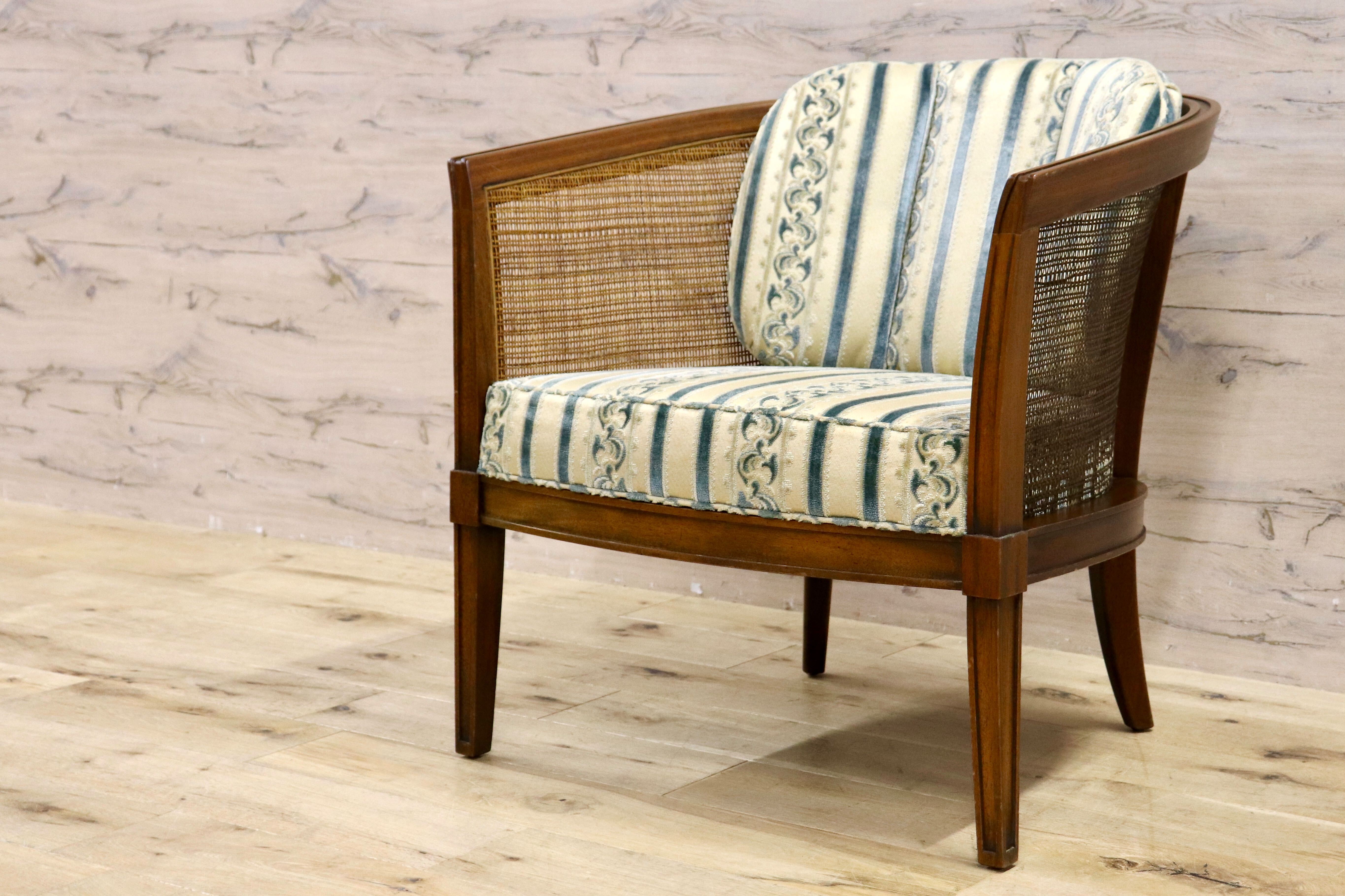 GMHK830B○DREXEL HERITAGE / ドレクセルヘリテイジ アームチェア シングルソファ ラウンジチェア ラタン ファブリック ヴィンテージ