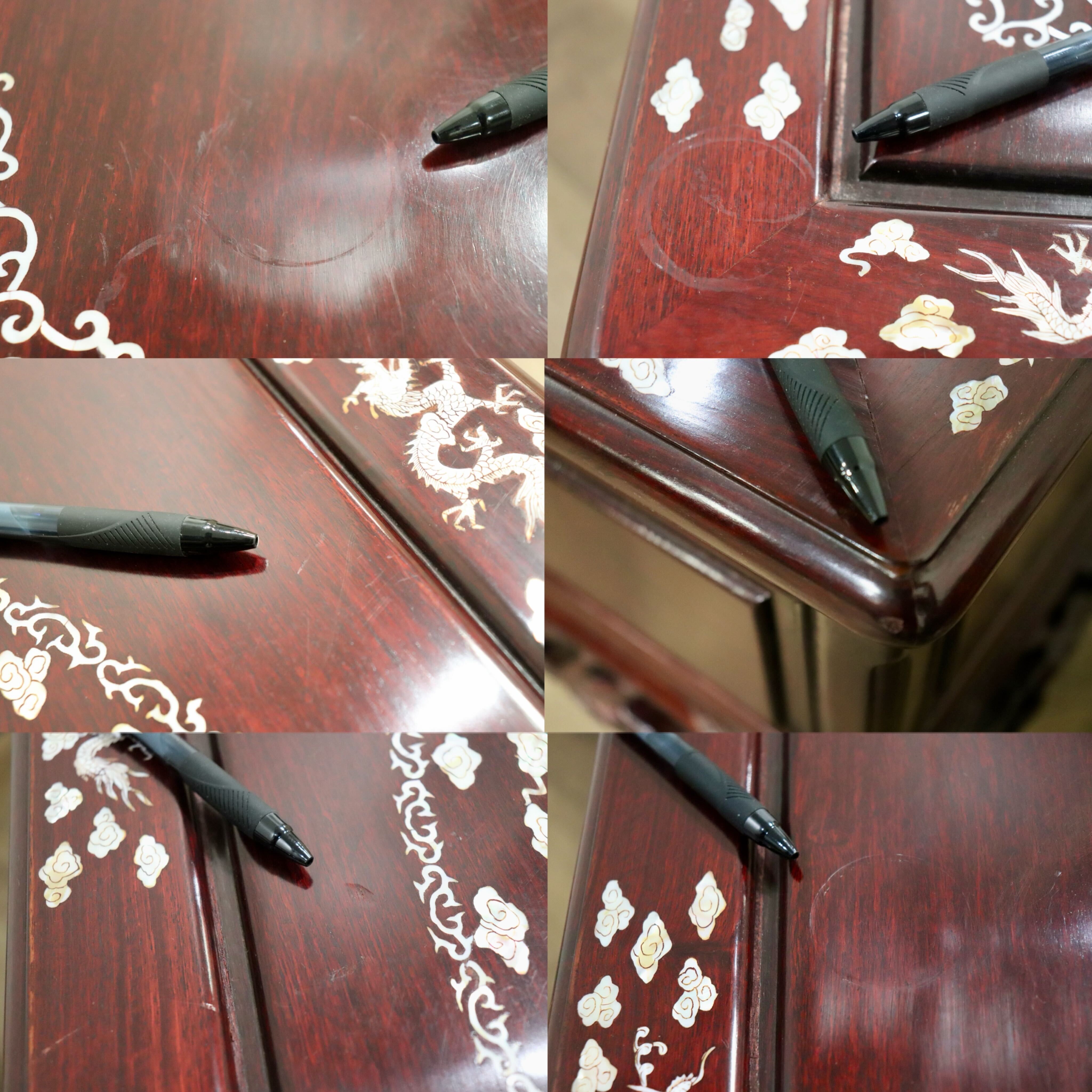 GMHK630〇センターテーブル リビングテーブル ローテーブル 引き出し 中国美術 朝鮮家具 唐木 彫刻 透かし彫り螺鈿細工 雲龍 雲竜