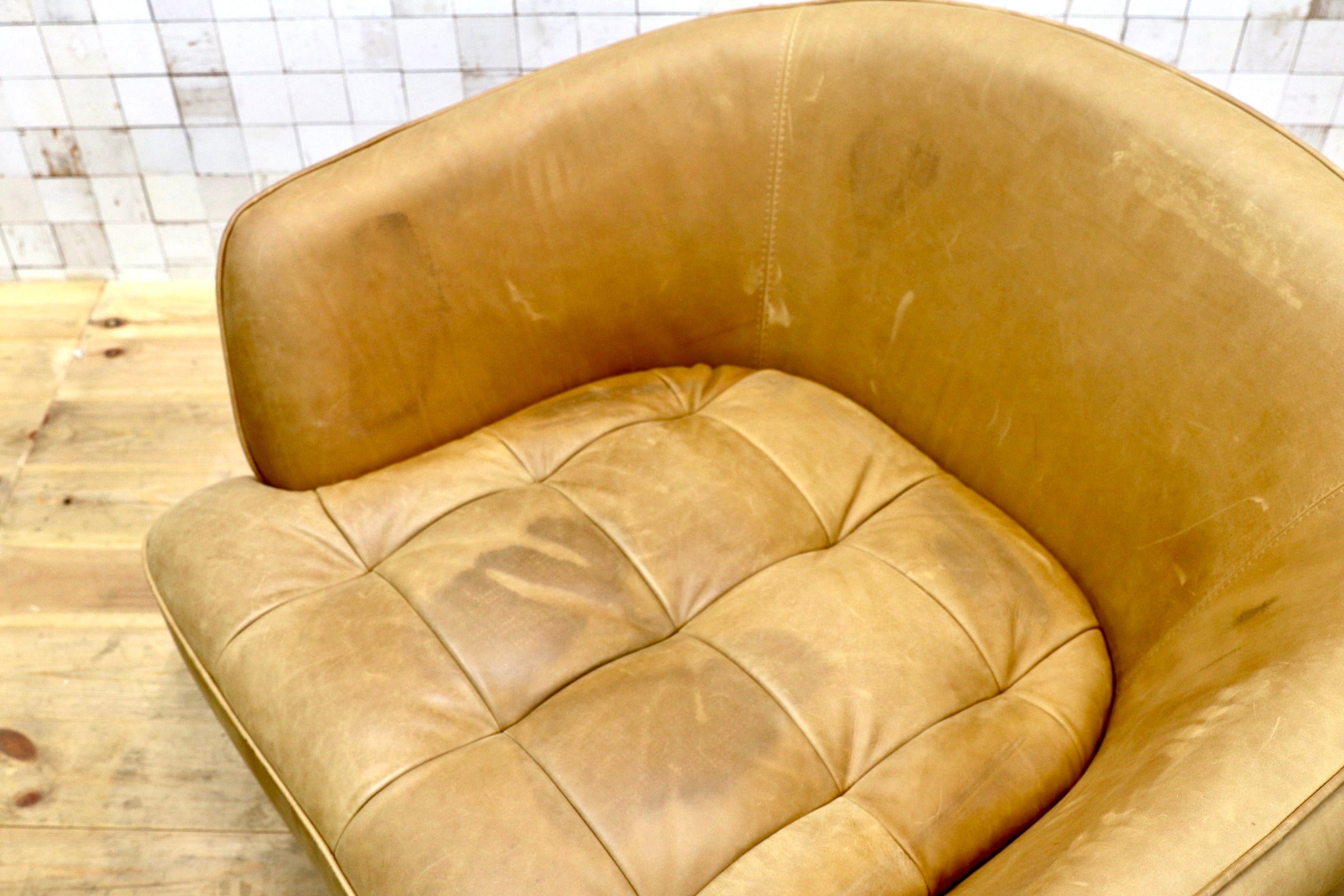 GMJK290〇tabu Leather Works / タブレザーワークス OPIUM オピアム 1人掛けソファ オイルレザー 総本革 クラブソファ ヴィンテージ