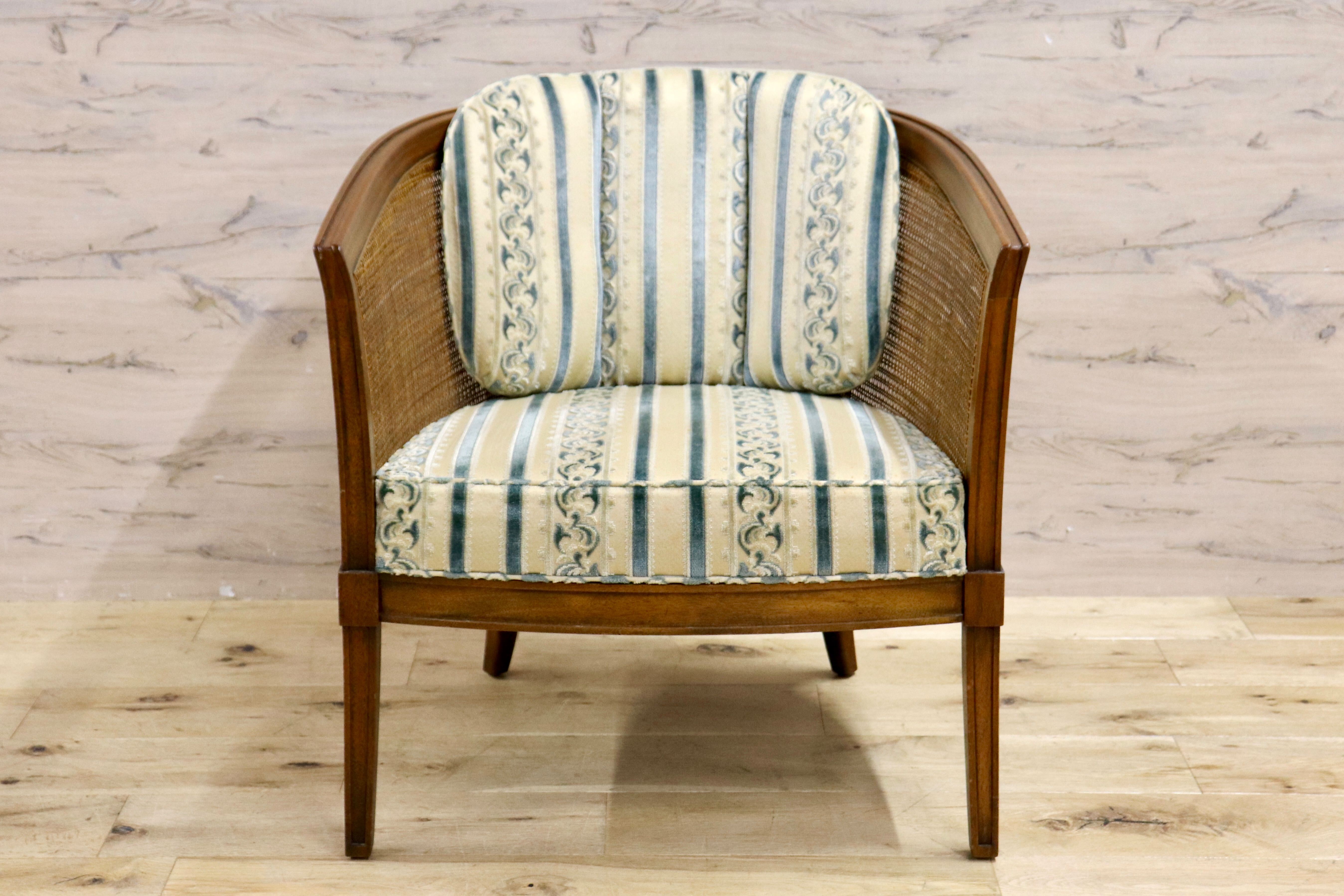 GMHK830B○DREXEL HERITAGE / ドレクセルヘリテイジ アームチェア シングルソファ ラウンジチェア ラタン ファブリック ヴィンテージ