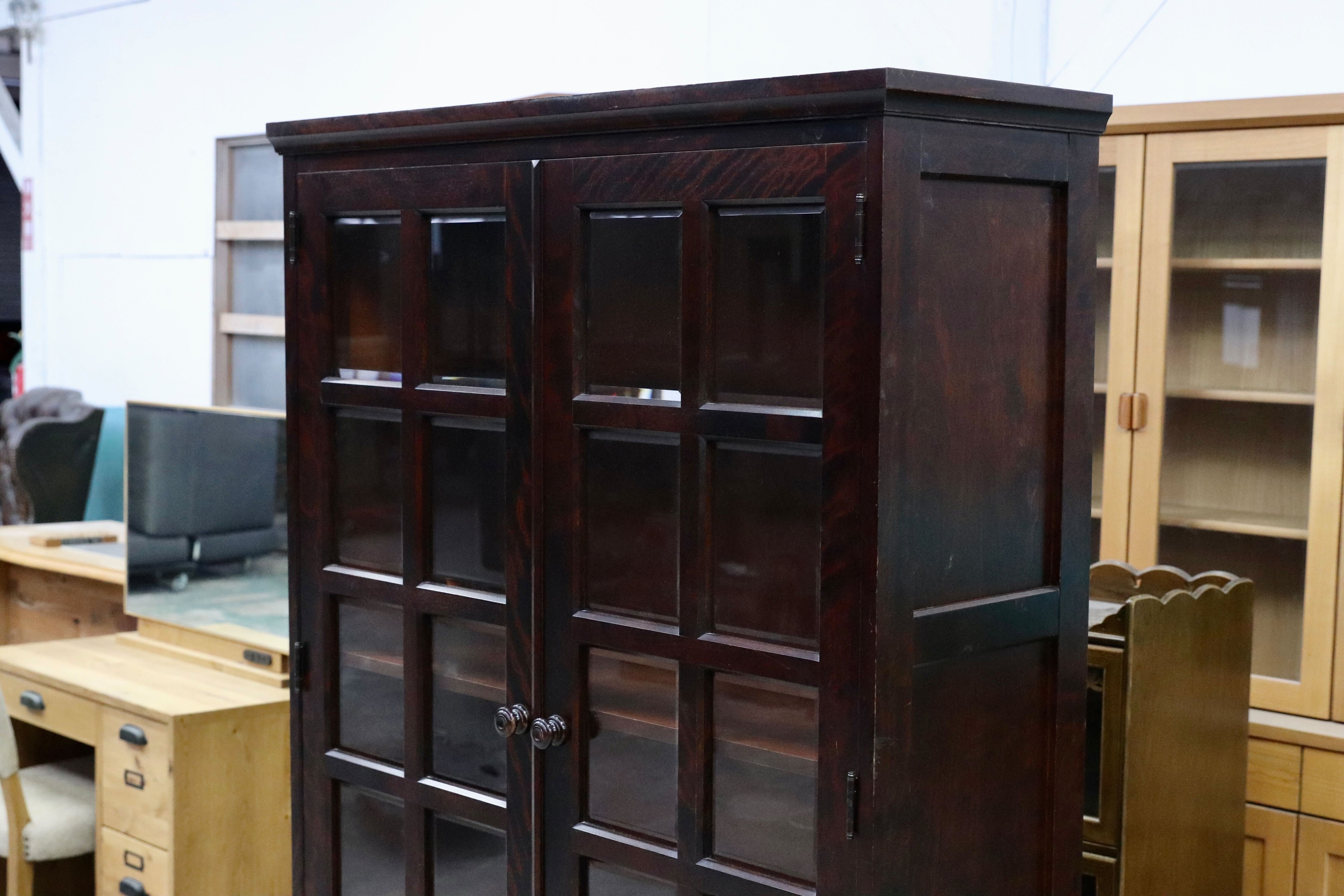 GMHK780○北海道民芸家具 ブックシェルフ 本棚 本箱 キャビネット ブックキャビネット 飾り棚 樺材 飛騨産業 民藝 アンティーク調 和家具