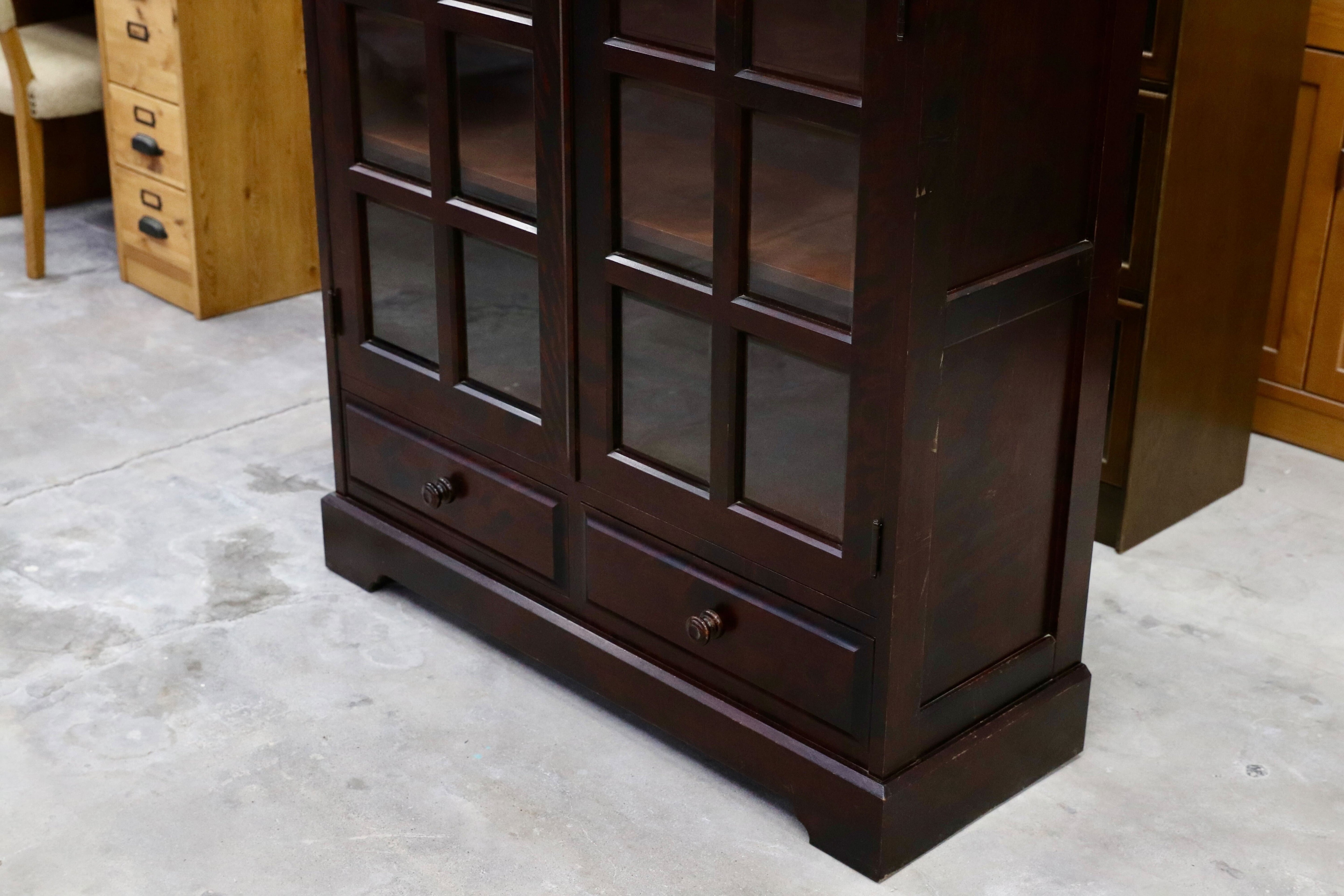 GMHK780○北海道民芸家具 ブックシェルフ 本棚 本箱 キャビネット ブックキャビネット 飾り棚 樺材 飛騨産業 民藝 アンティーク調 和家具