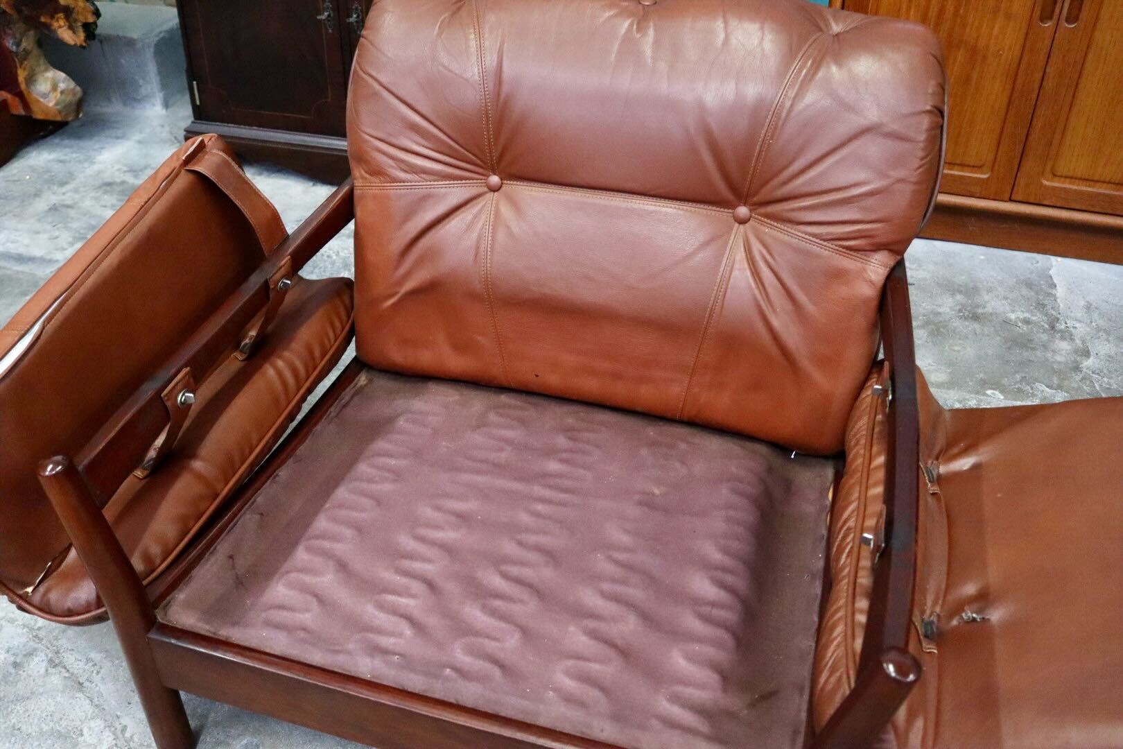 GMIH223B○maruni / マルニ Madison 1人掛けソファ シングルソファ 本革 ブラウン 北欧スタイル ヴィンテージ オールドマルニ 希少