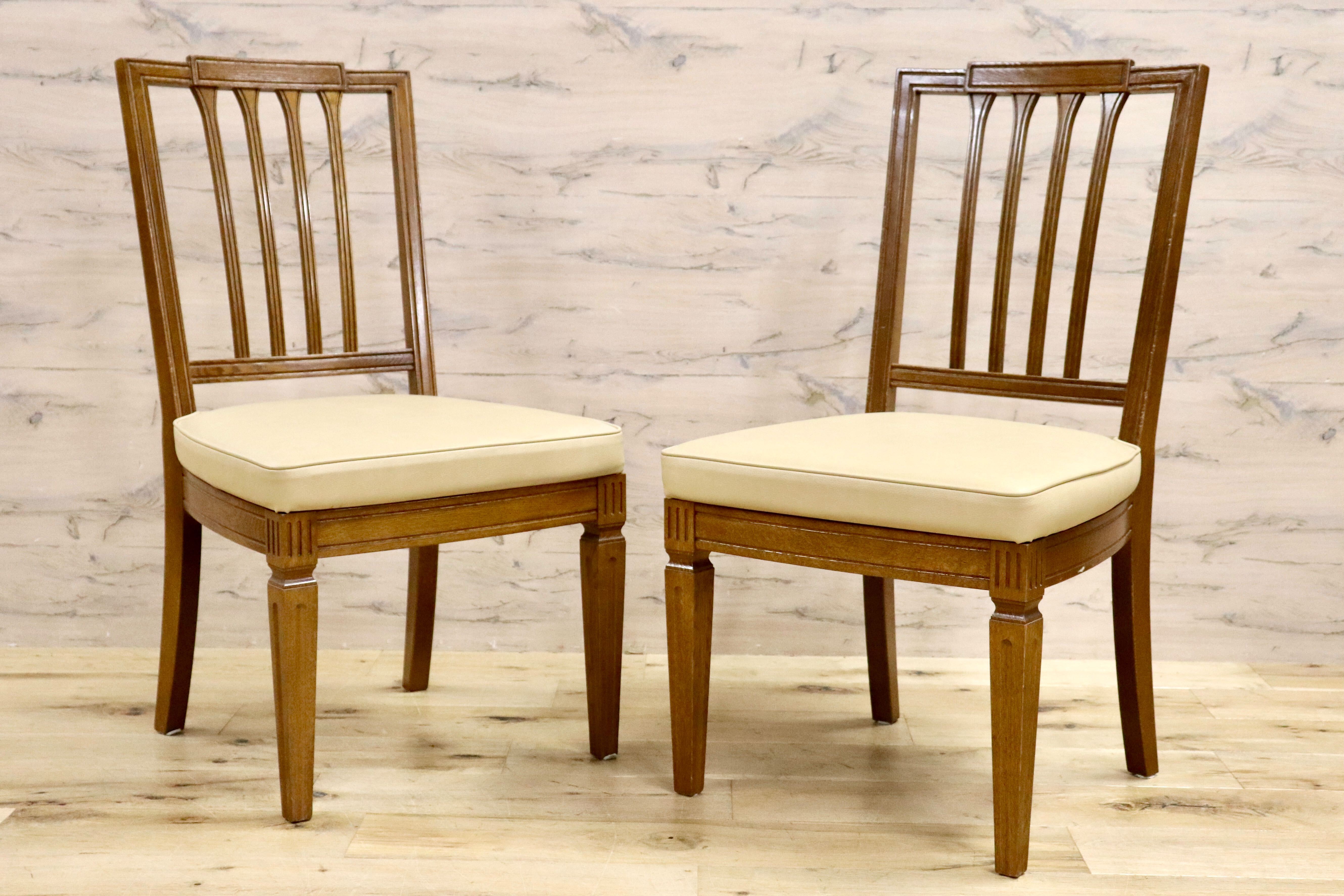 GMHS360A○domani / ドマーニ カリモク最高峰 QUEENS LIFE ダイニングチェア アームレスチェア 2脚セット レザー アイボリー 定価約20万