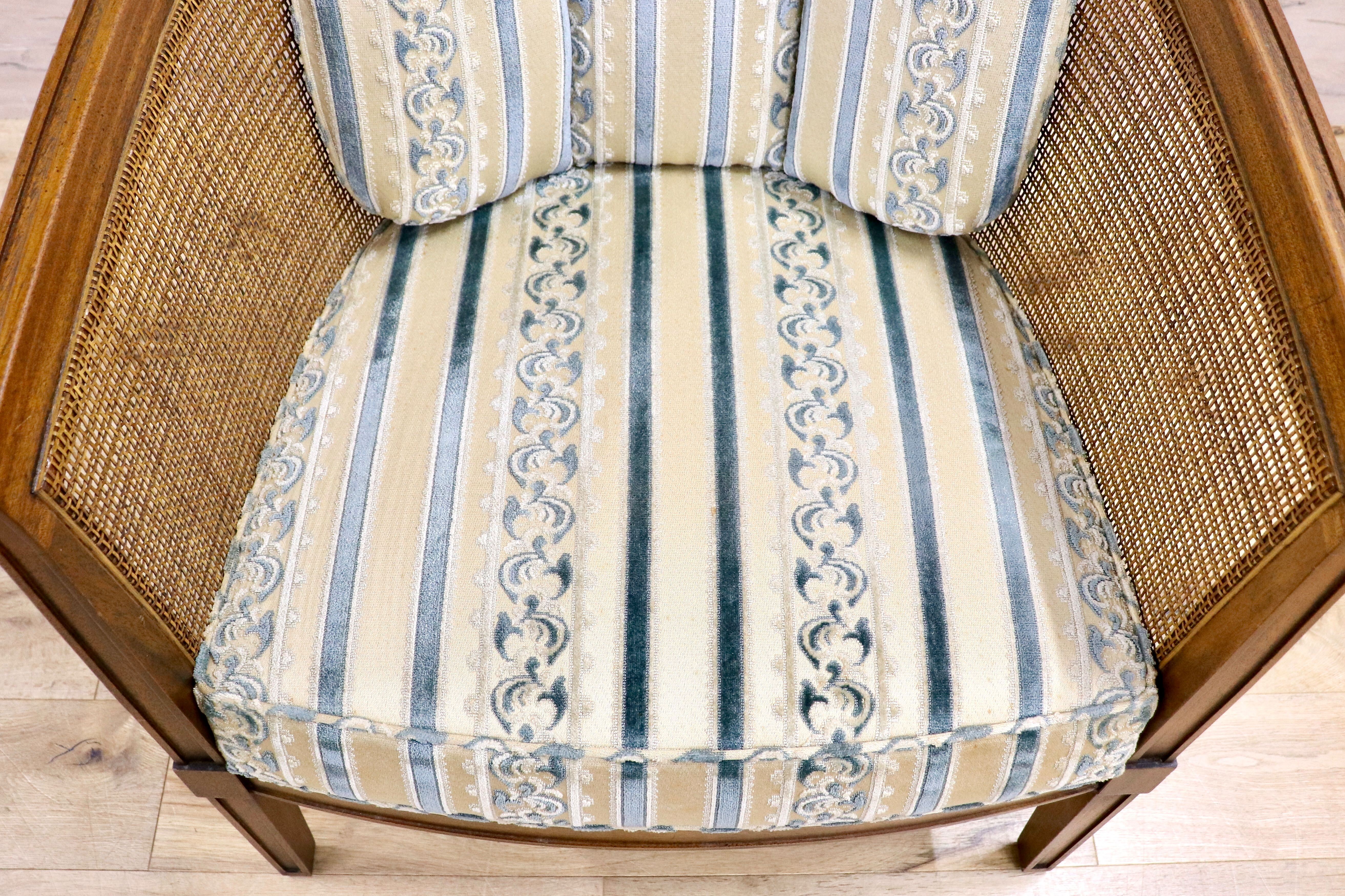 GMHK830B○DREXEL HERITAGE / ドレクセルヘリテイジ アームチェア シングルソファ ラウンジチェア ラタン ファブリック ヴィンテージ