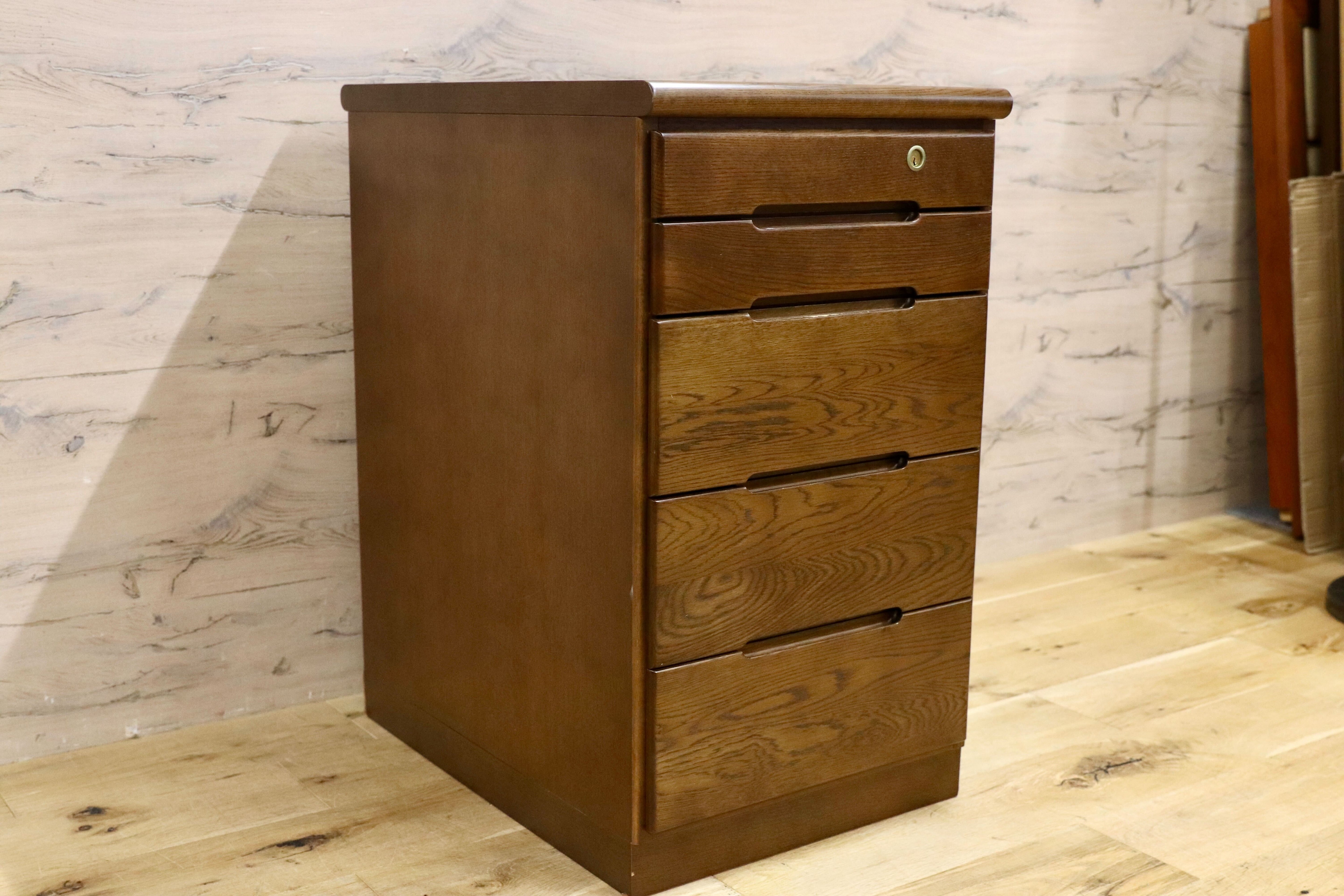 GMHN189AA○karimoku / カリモク 5段チェスト 脇机 袖机 デスクワゴン オーク ブラウン 国産家具 サイドキャビネット