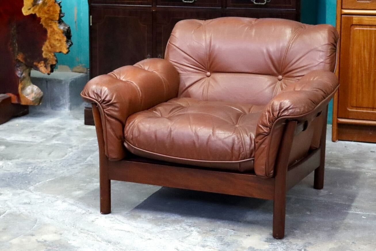 GMIH223B○maruni / マルニ Madison 1人掛けソファ シングルソファ 本革 ブラウン 北欧スタイル ヴィンテージ オールドマルニ 希少