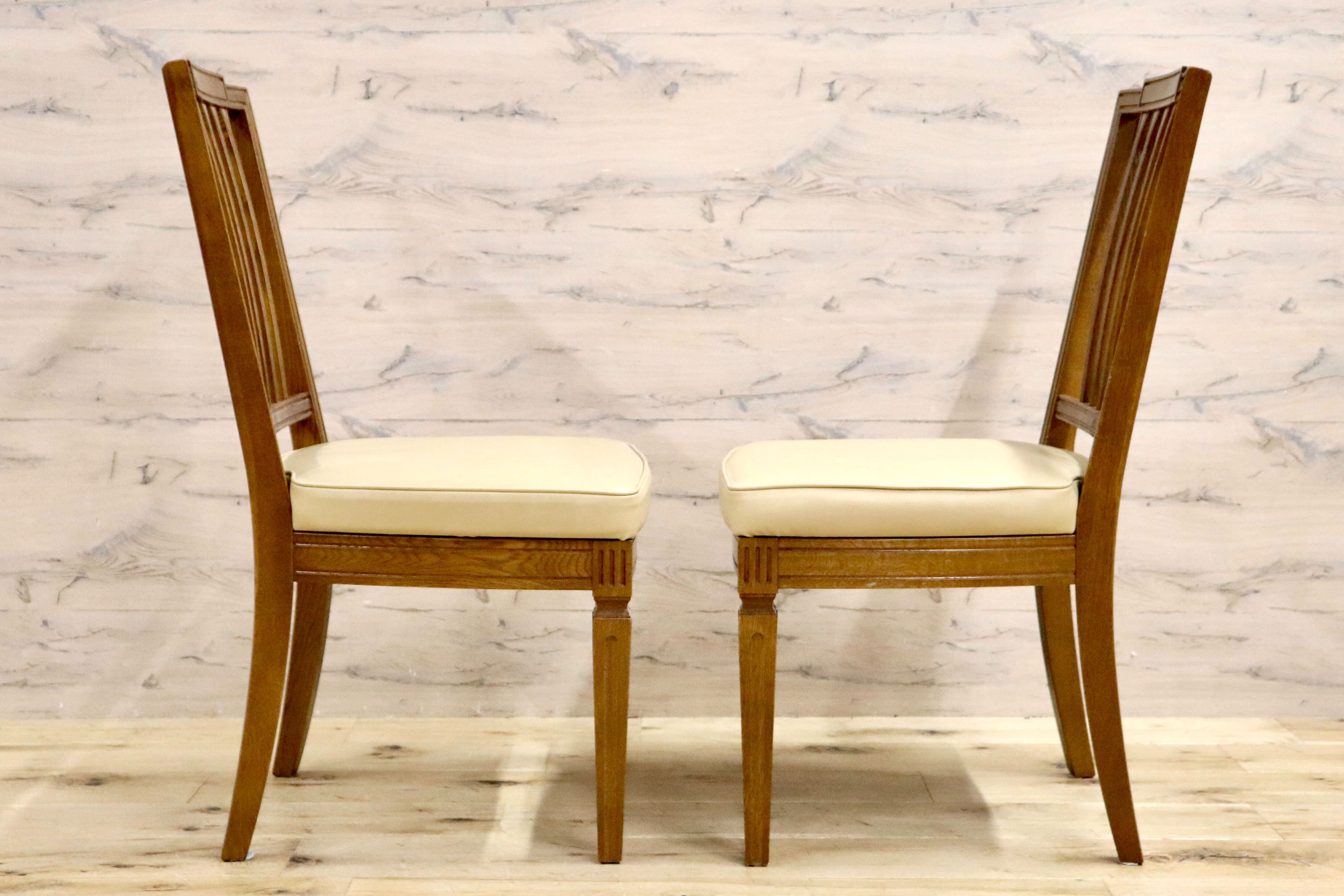 GMHS360A○domani / ドマーニ カリモク最高峰 QUEENS LIFE ダイニングチェア アームレスチェア 2脚セット レザー アイボリー 定価約20万