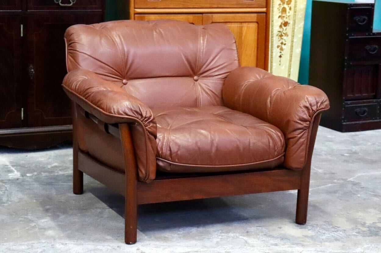 GMIH223B○maruni / マルニ Madison 1人掛けソファ シングルソファ 本革 ブラウン 北欧スタイル ヴィンテージ オールドマルニ 希少