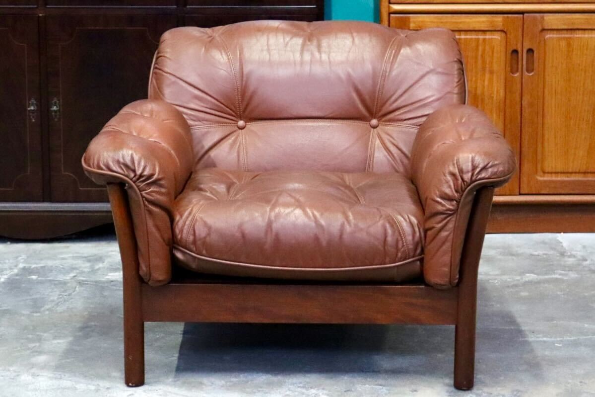 GMIH223B○maruni / マルニ Madison 1人掛けソファ シングルソファ 本革 ブラウン 北欧スタイル ヴィンテージ オールドマルニ 希少