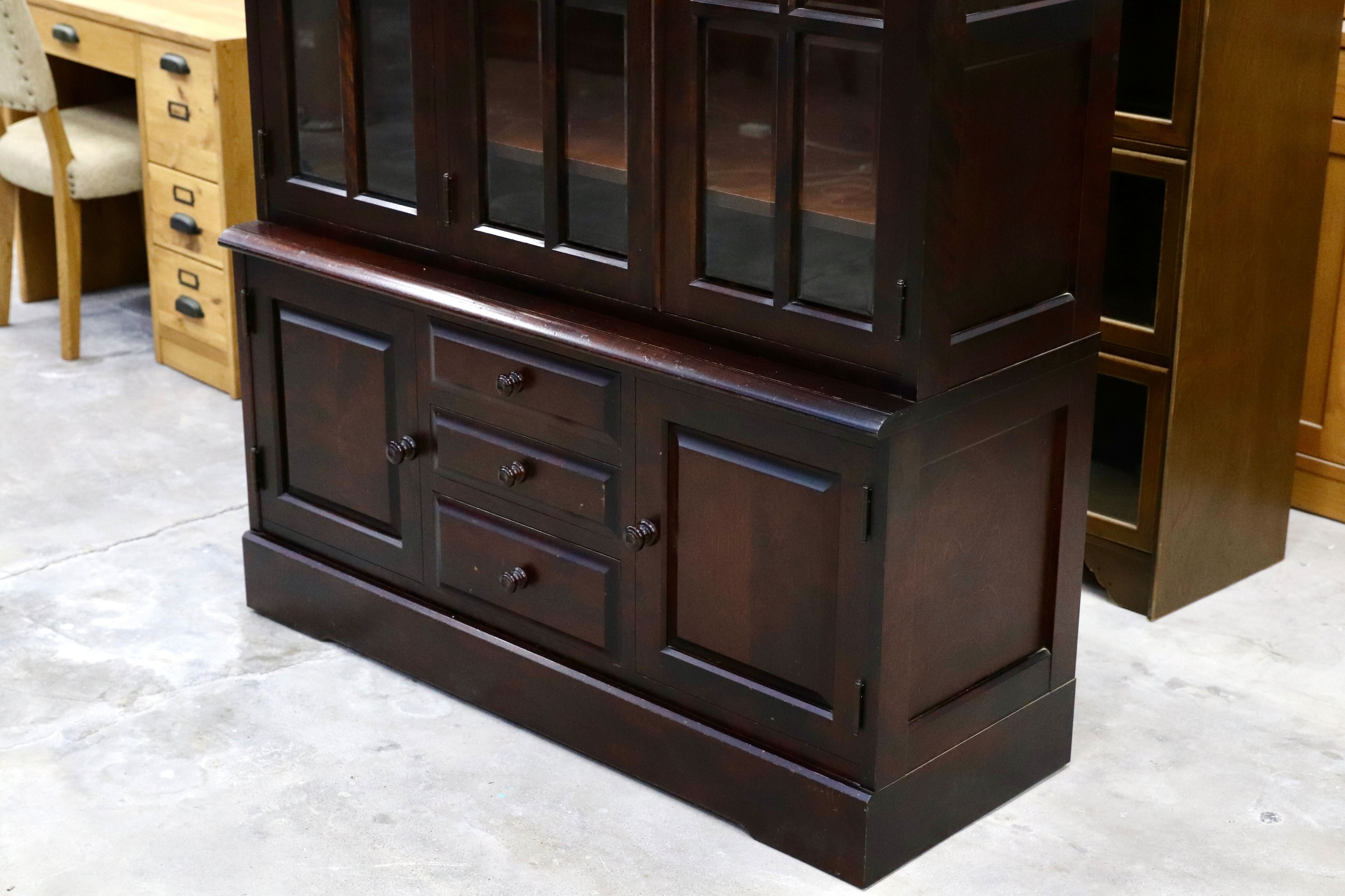 GMHK780B○北海道民芸家具 食器棚 飾り棚 キャビネット 水屋棚 カップボード 樺無垢材 民藝 アンティーク 和家具 飛騨産業