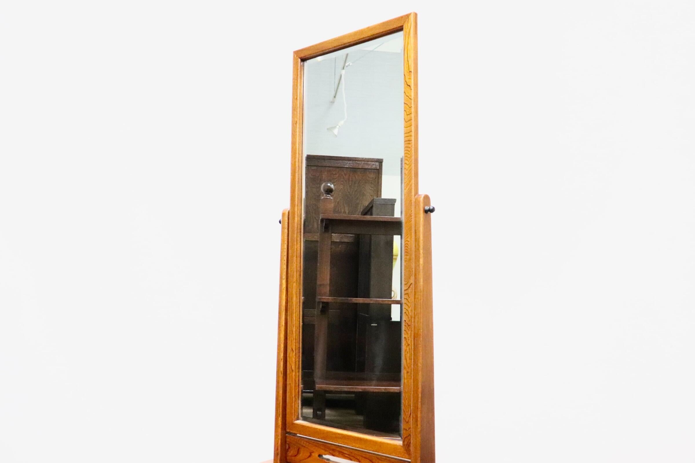 GMHN64B○欅材 ケヤキ 姿見 鏡台 全身鏡 鏡 化粧台 スタンドミラー ドレッサー 和家具 和モダン 和室 レトロ アンティーク 検)岩谷堂箪笥